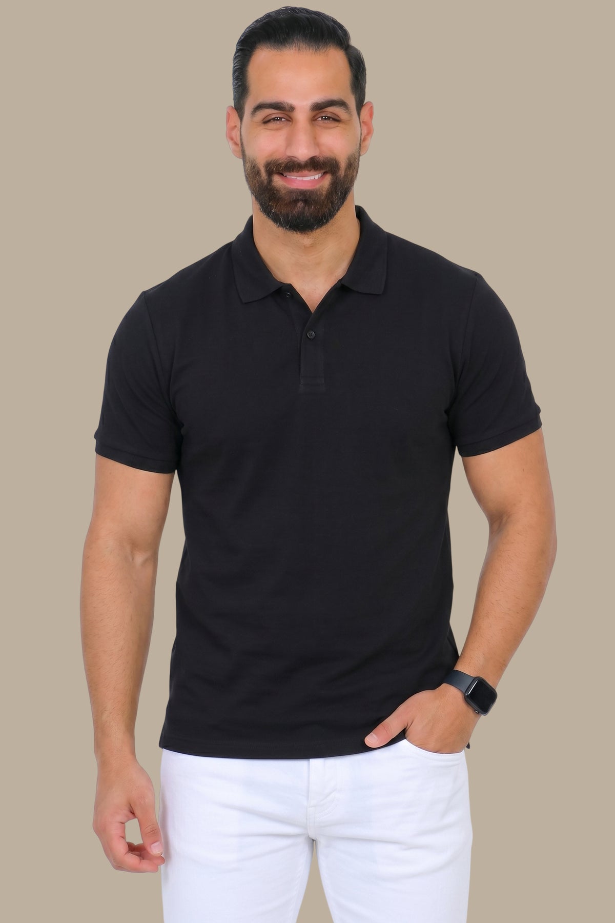 Big Size Basic Polo – Black