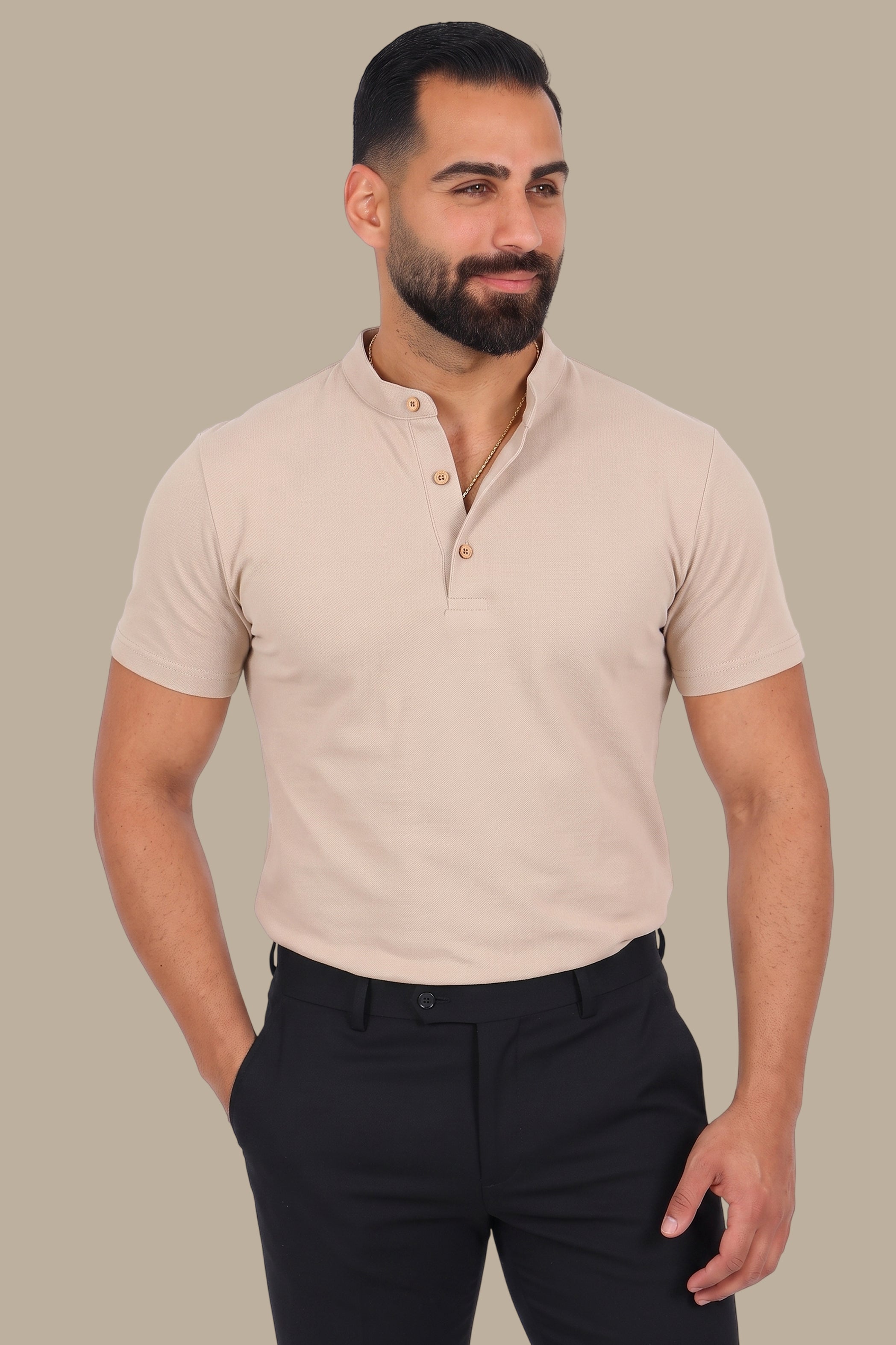 Basic Mandarin Collar Polo