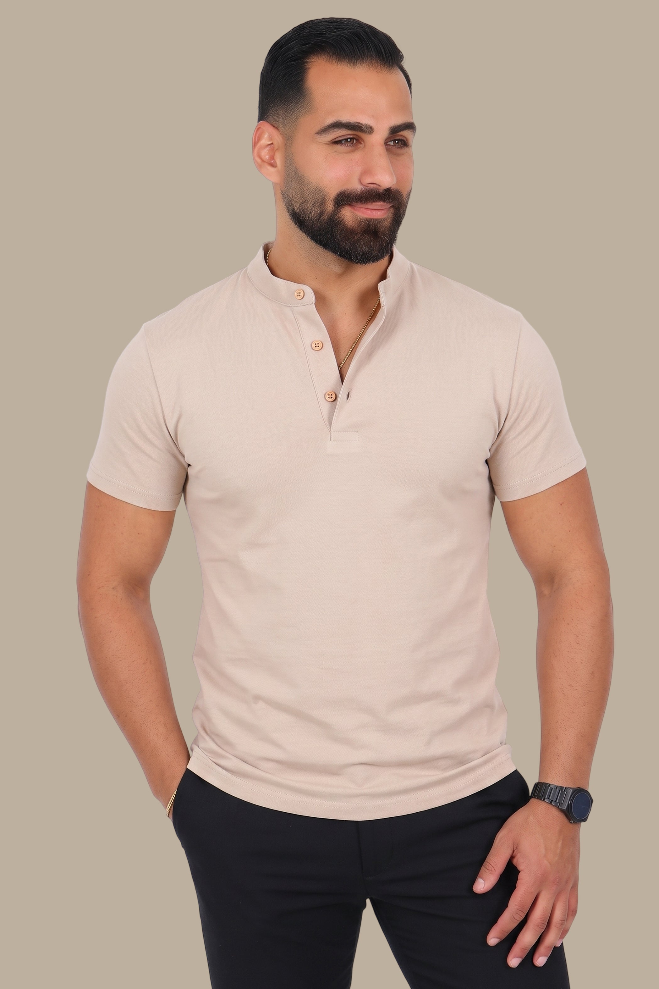 Basic Mandarin Collar Polo