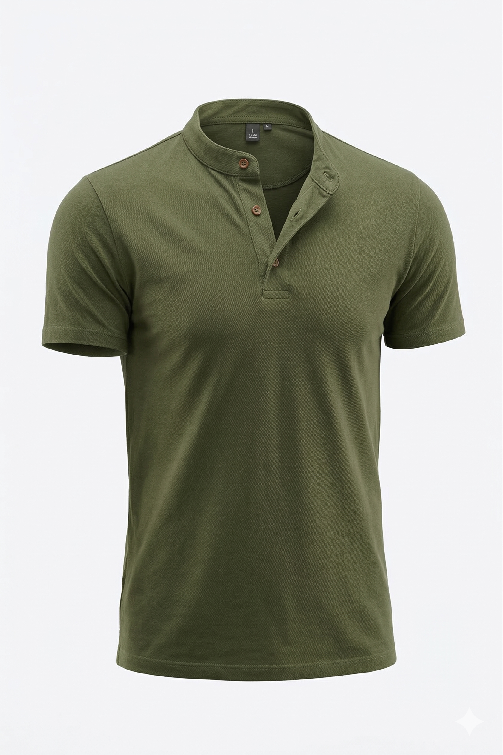 Khaki Basic Mao Collar Polo