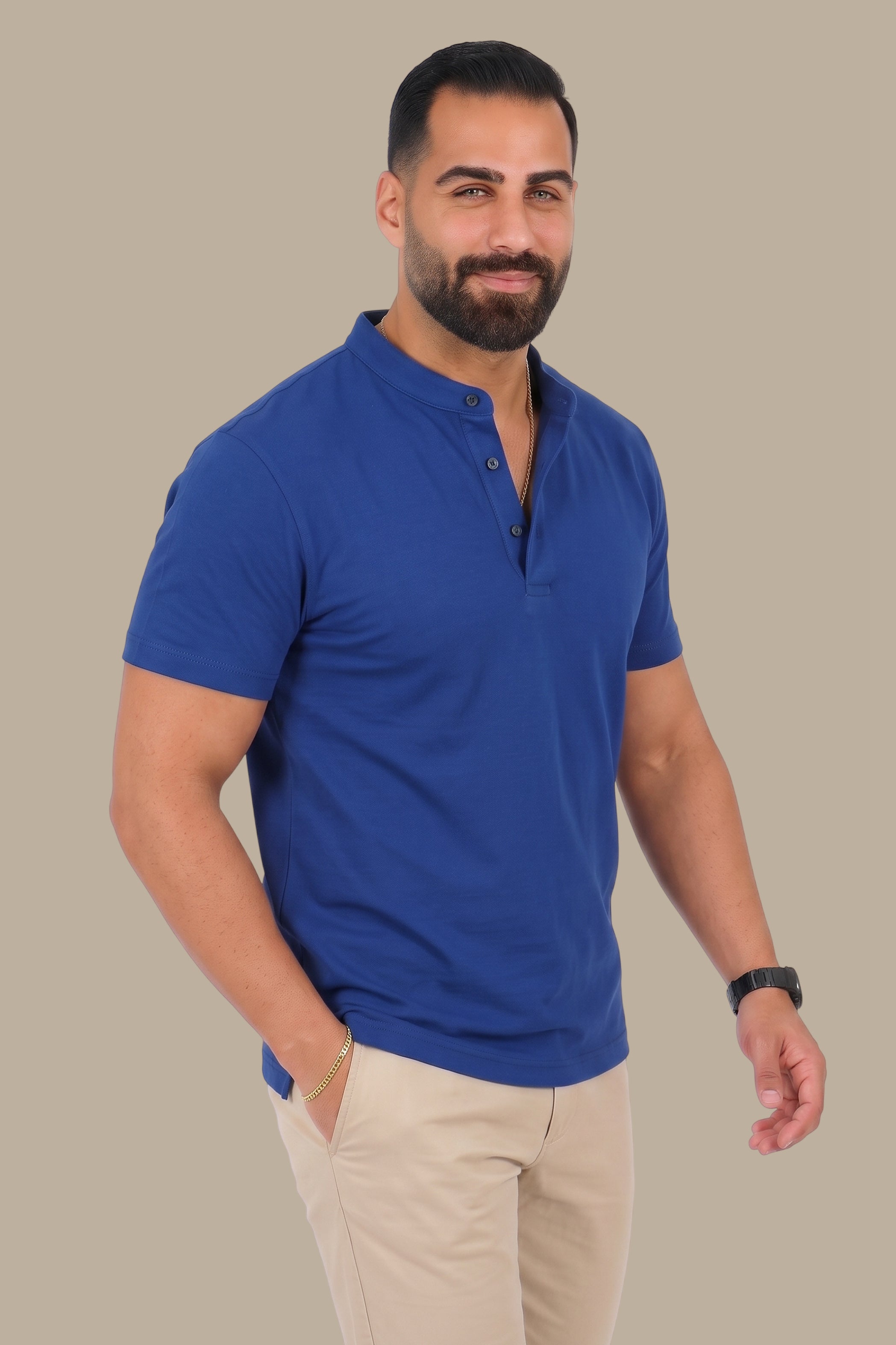 Basic Mandarin Collar Polo