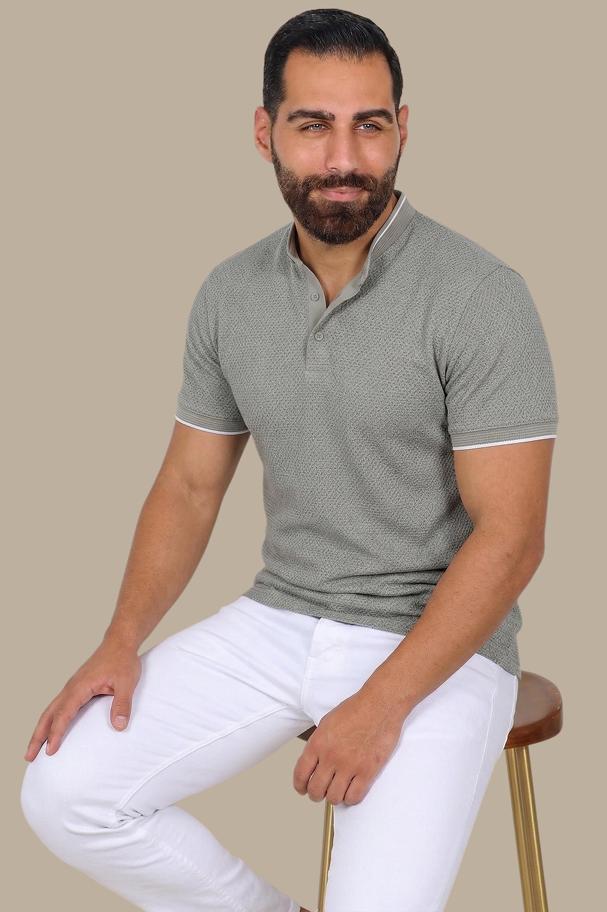 Olive Breathable Fabric Short Sleeve Polo