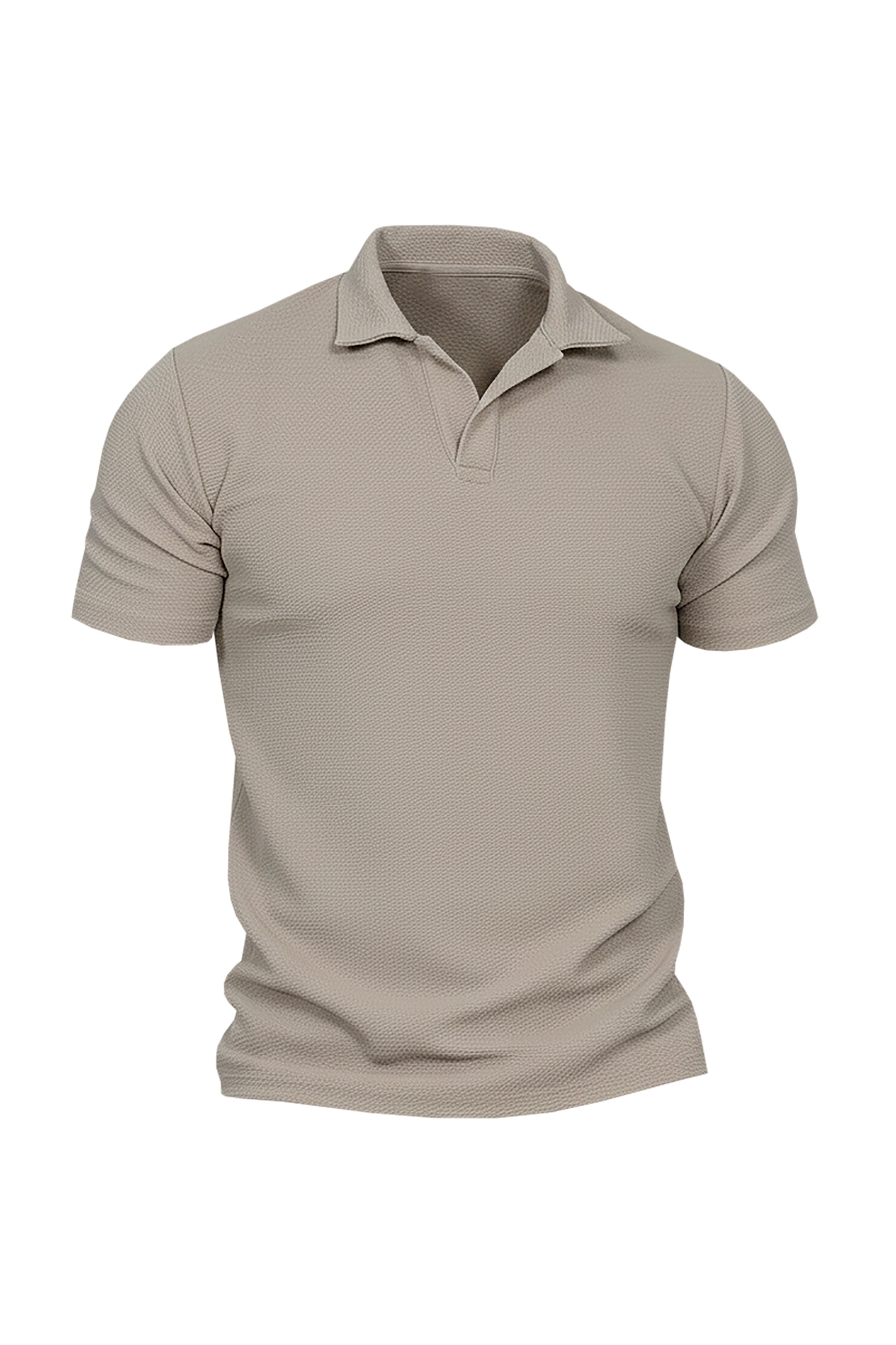 Polo Structure V-Neck in Beige