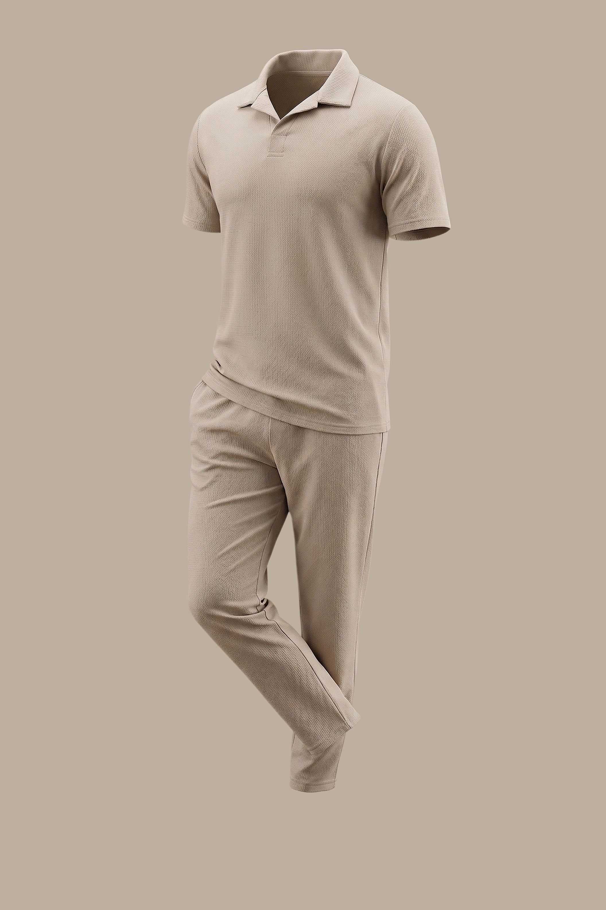 Beige Ribbed Aerobin Polo