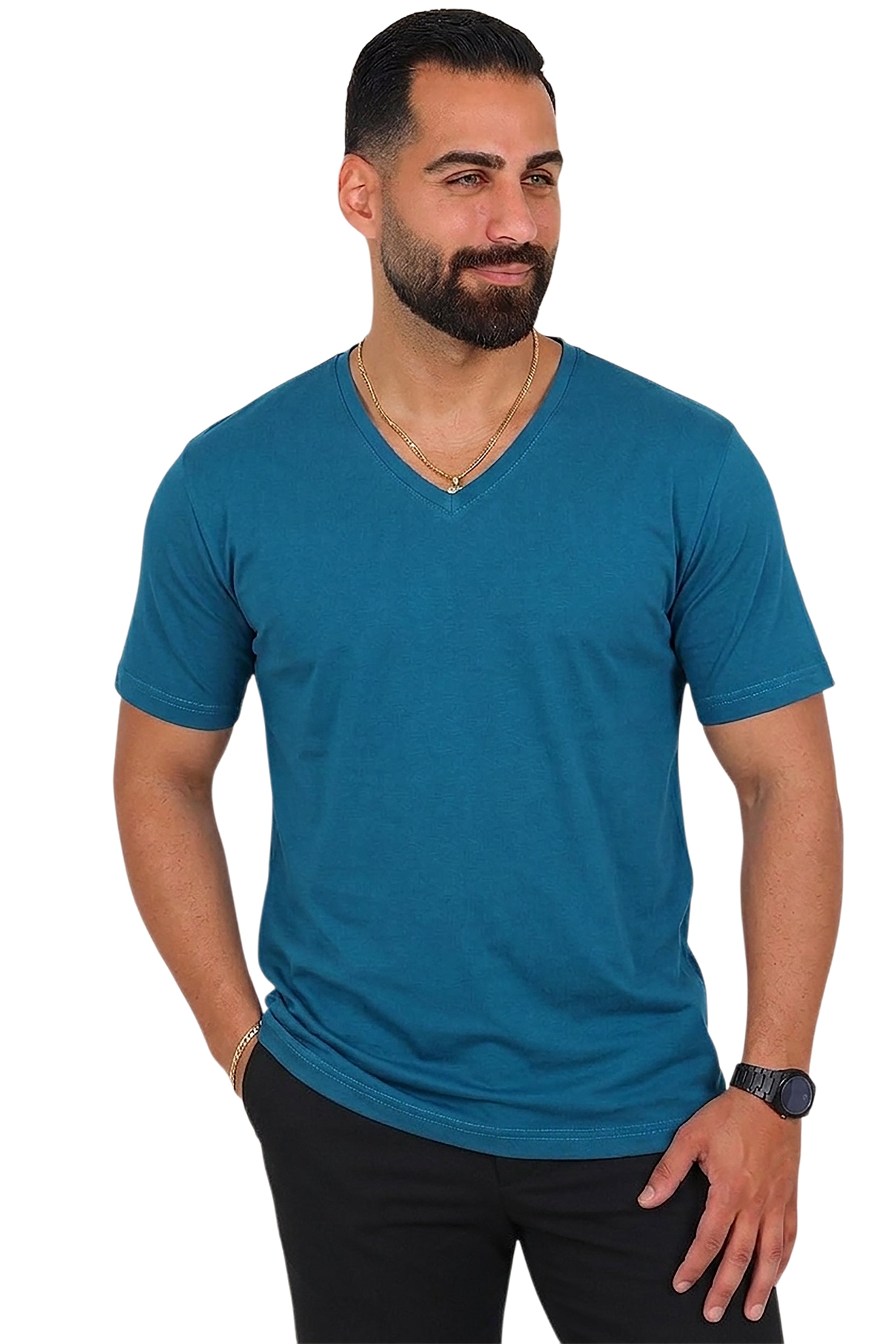 Petrol Basic V-Neck T-Shirt