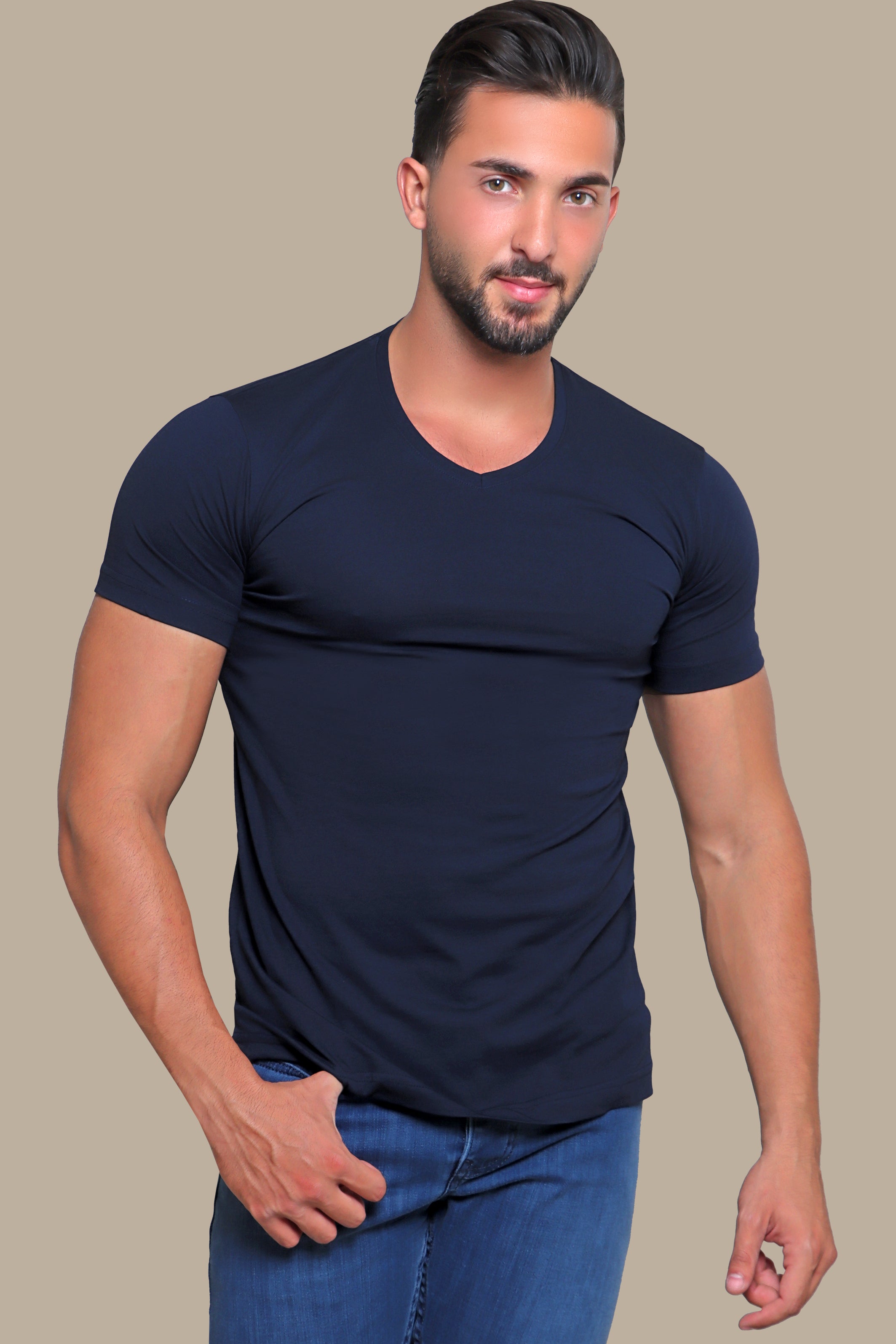 Navy Basic V-Neck T-Shirt