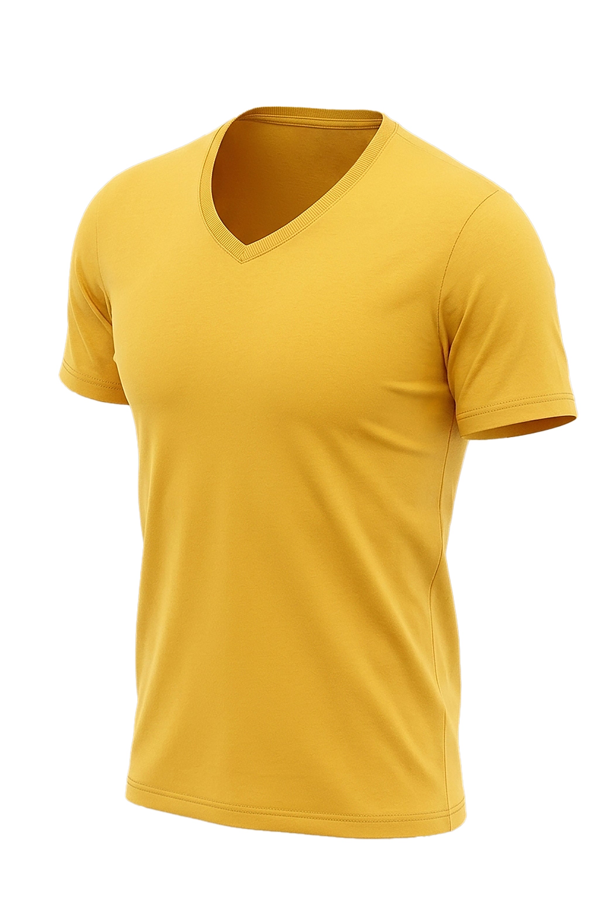 Sunny Glow: Yellow V-Neck Short Sleeve T-Shirt