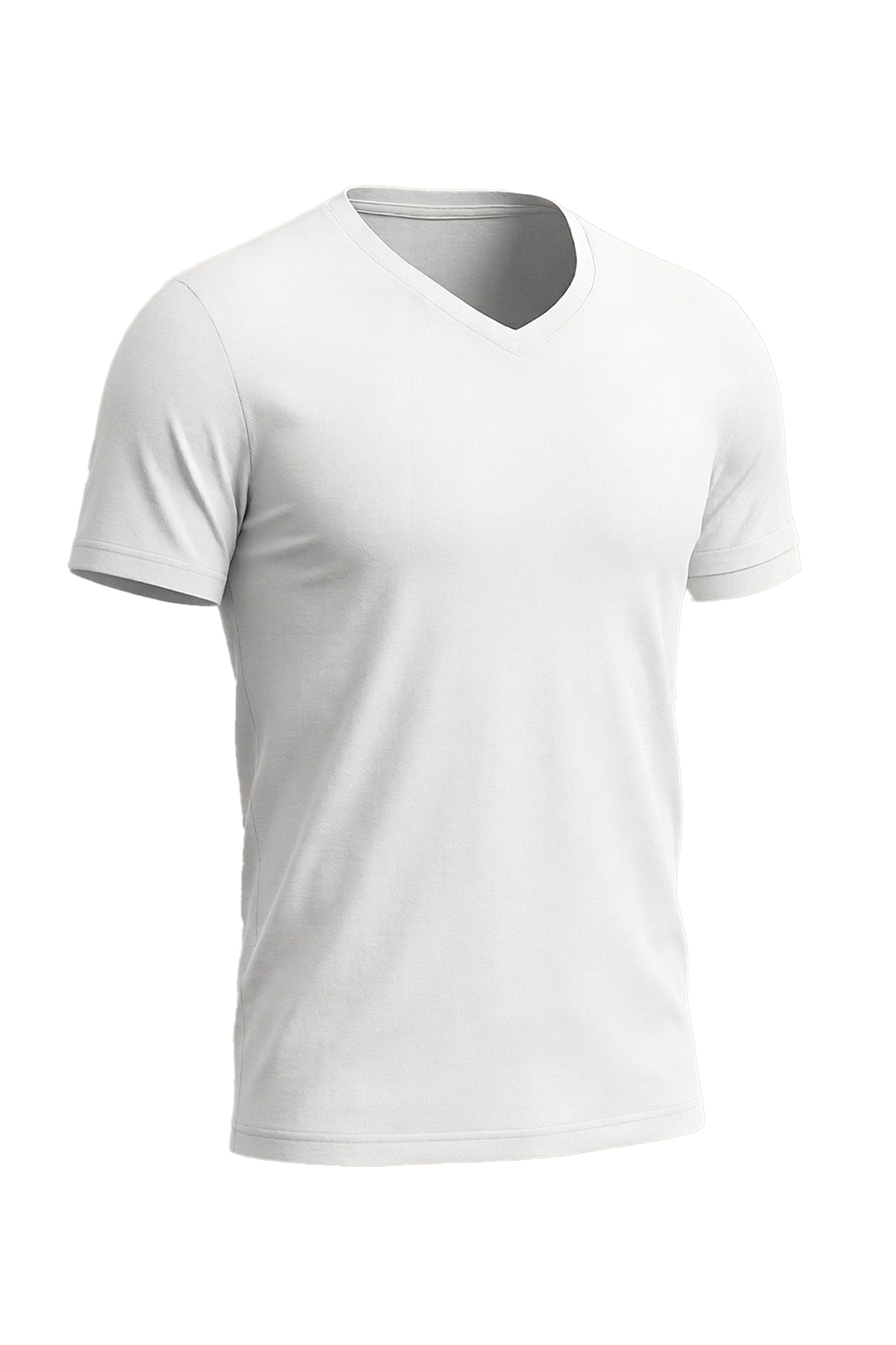 White Basic V-Double Sleeve T-Shirt