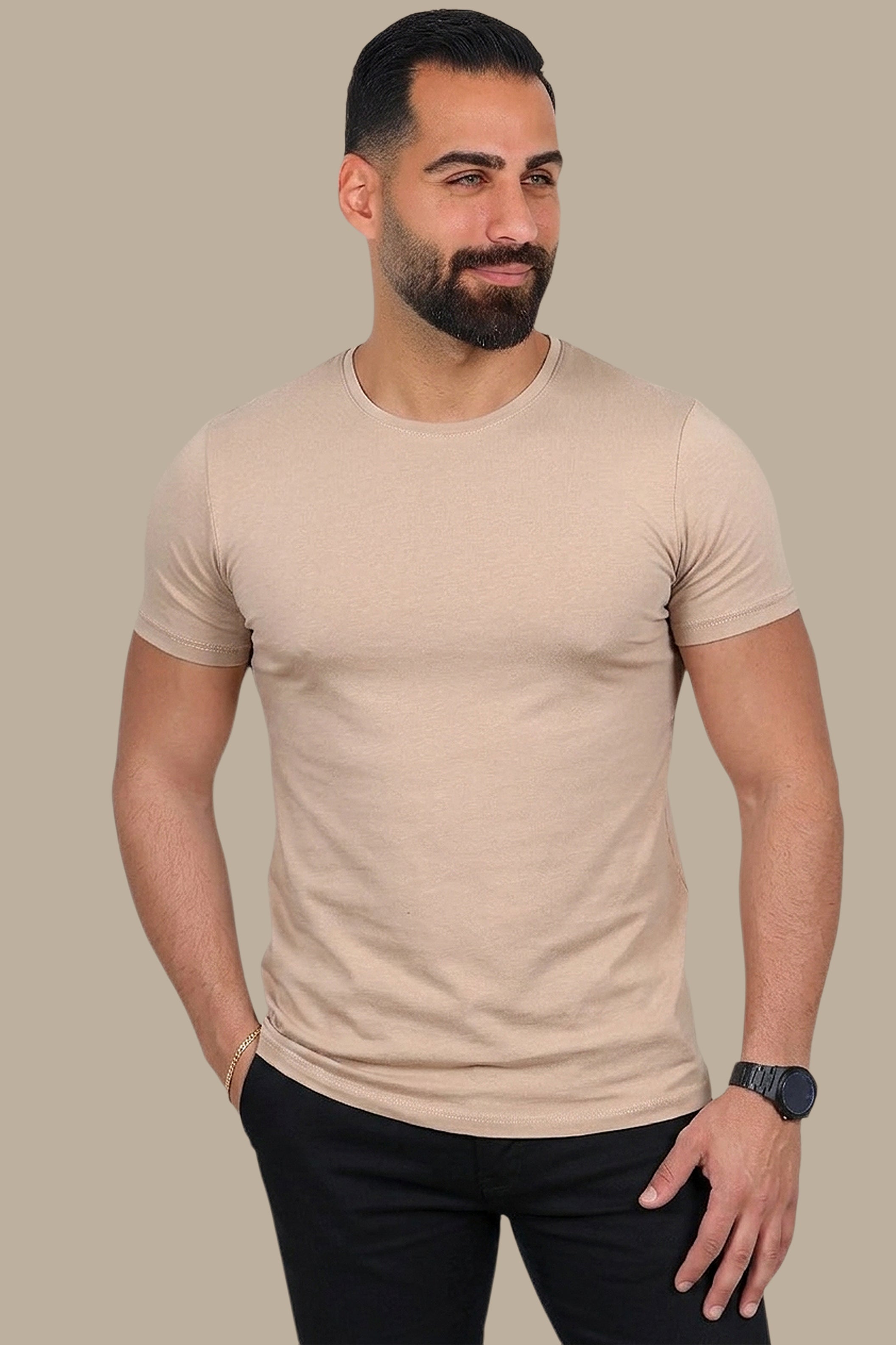 T-shirt Basic R-Neck | Beige