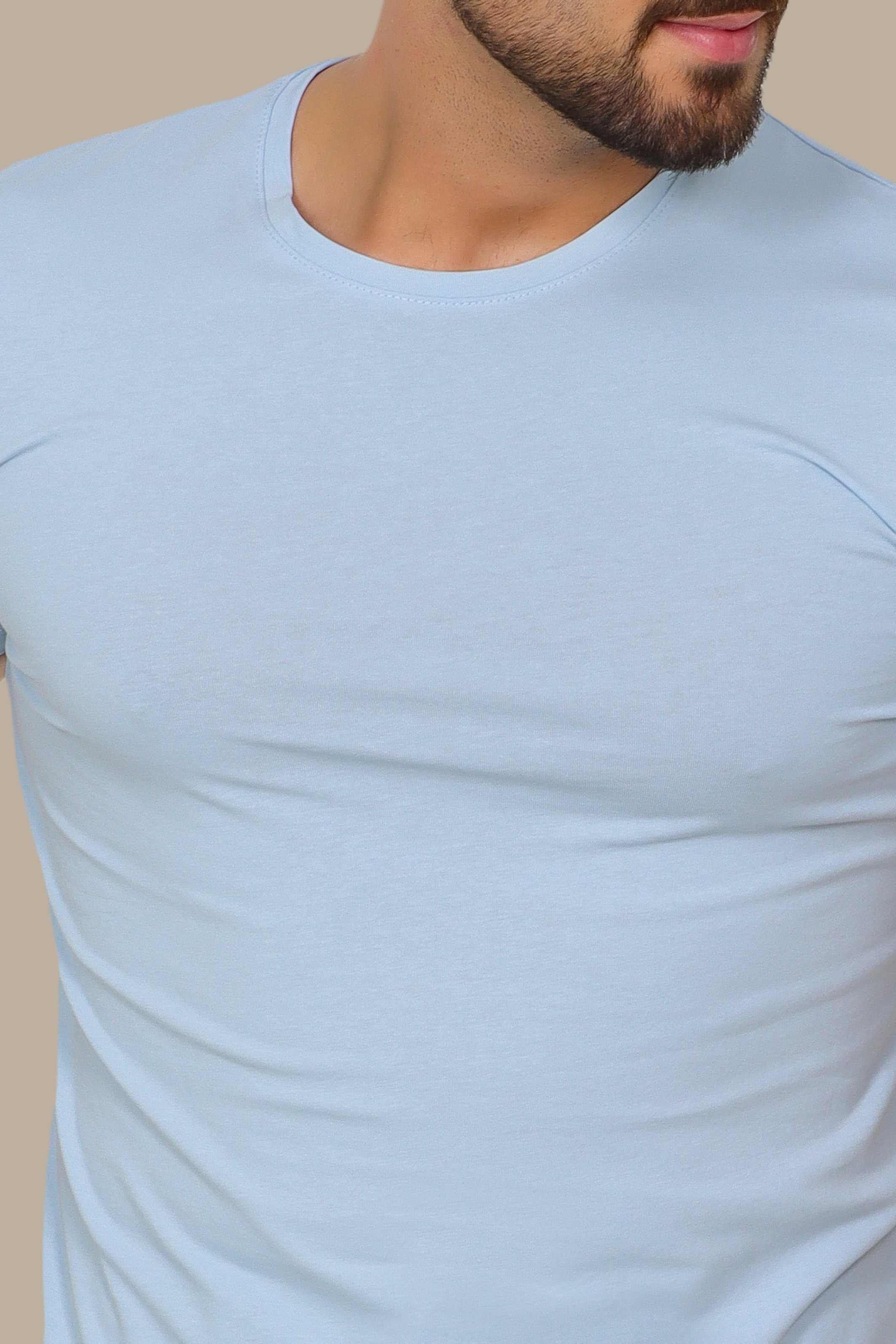 Light Blue Basic Round Neck T-Shirt