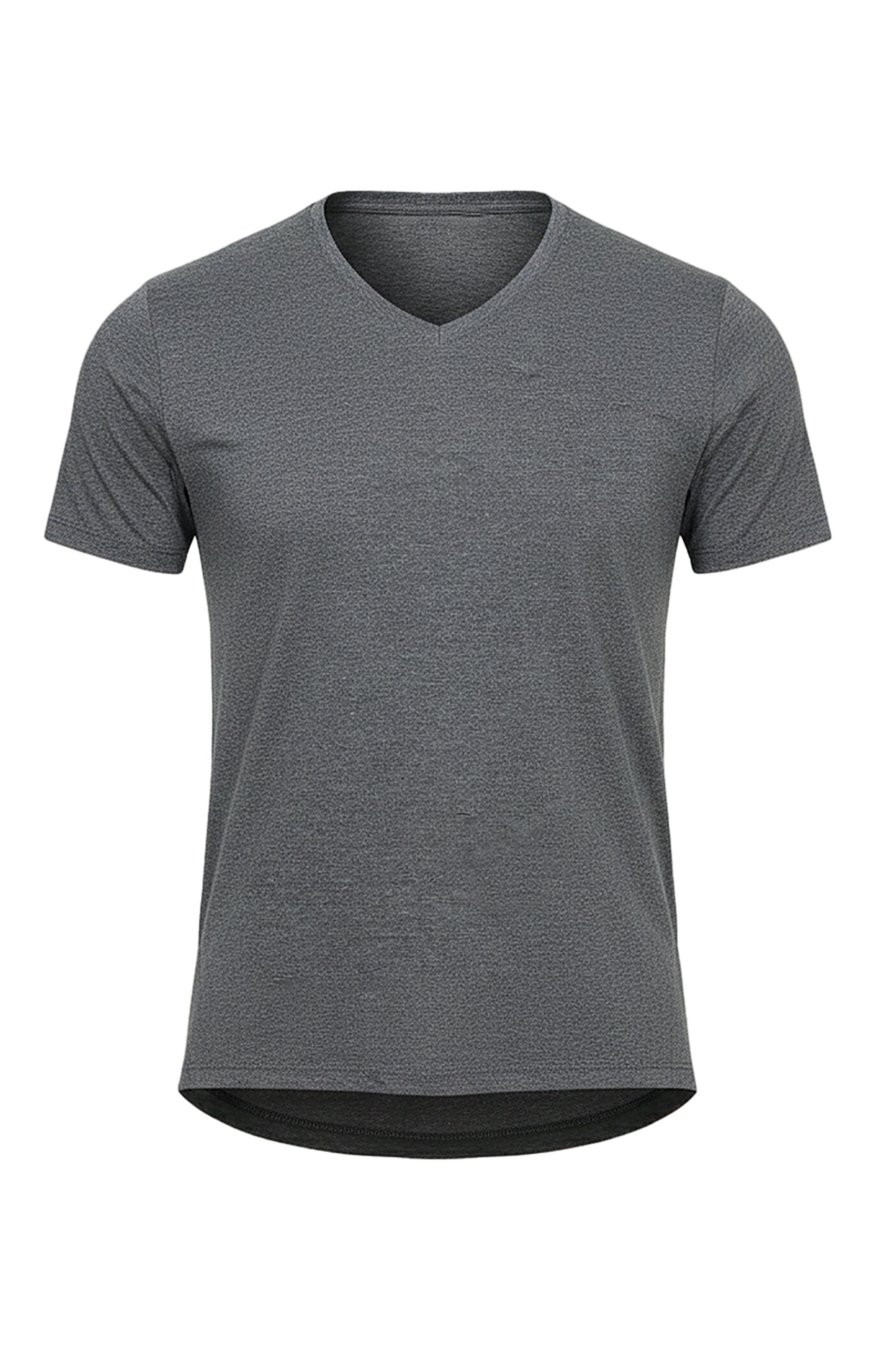 Grey Short Sleeve Basic V-Neck T-Shirt