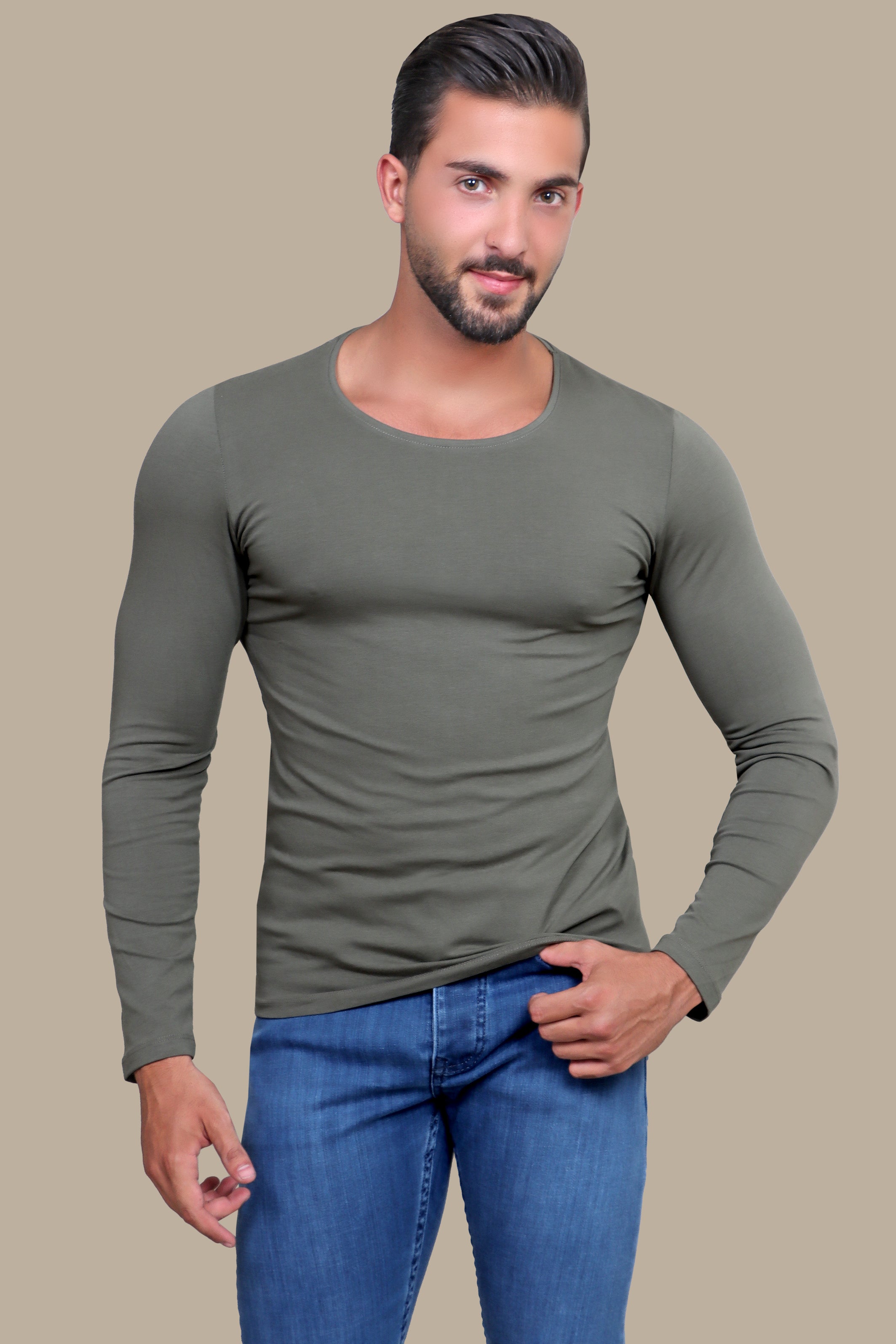 Khaki Comfort Long Sleeve Tee