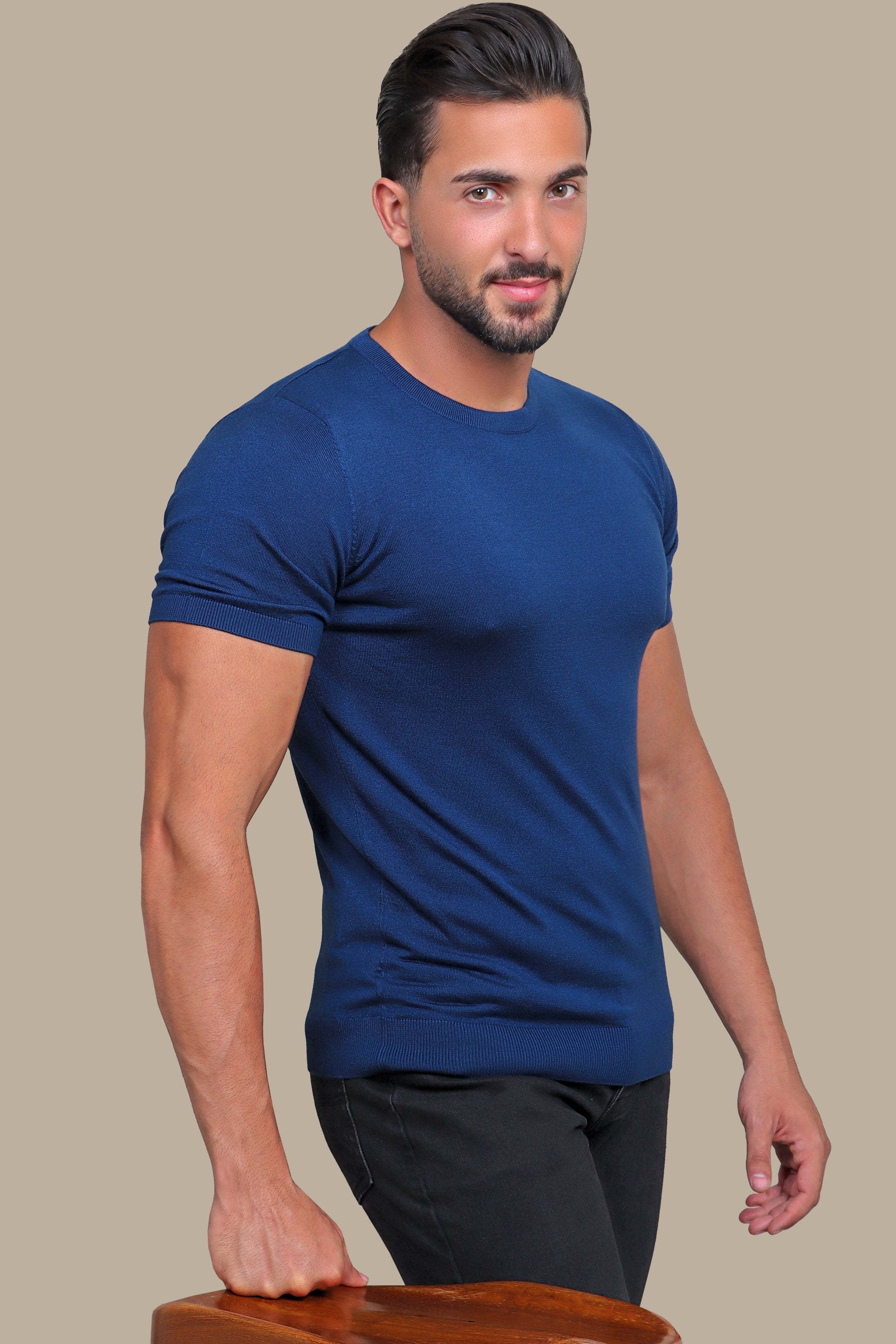 Nautical Opulence: Mercerized Navy Classic Tee