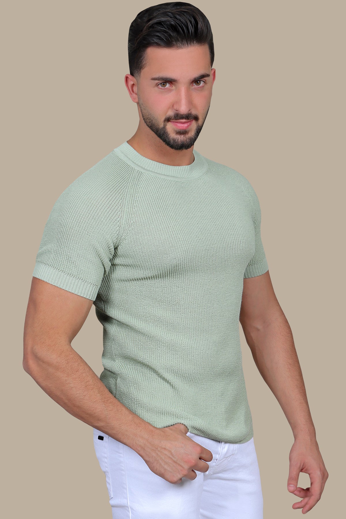 Knitted Round Neck T-Shirt