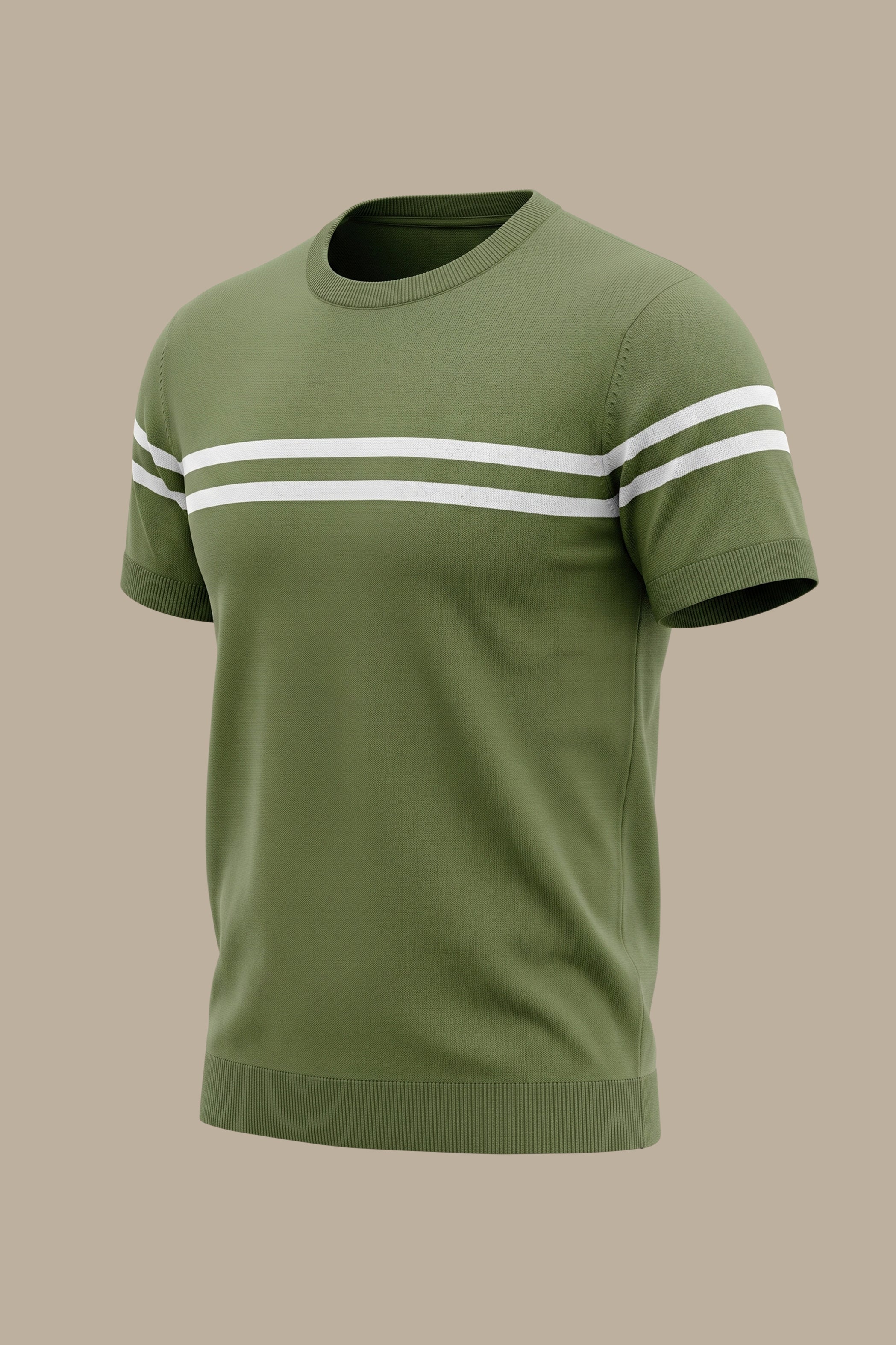 T-Shirt Mercerized With Wide Stripes | Green