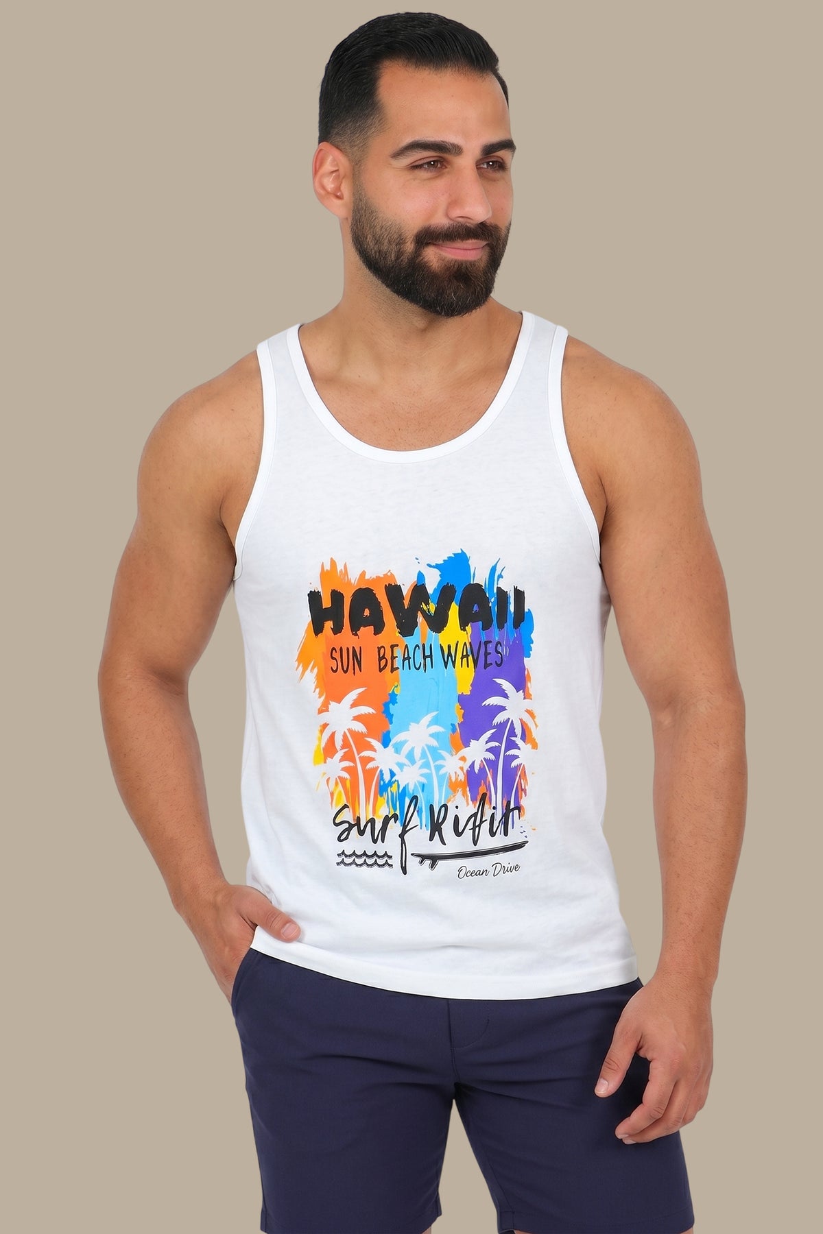 Island Breeze: White Sleeveless Shirt