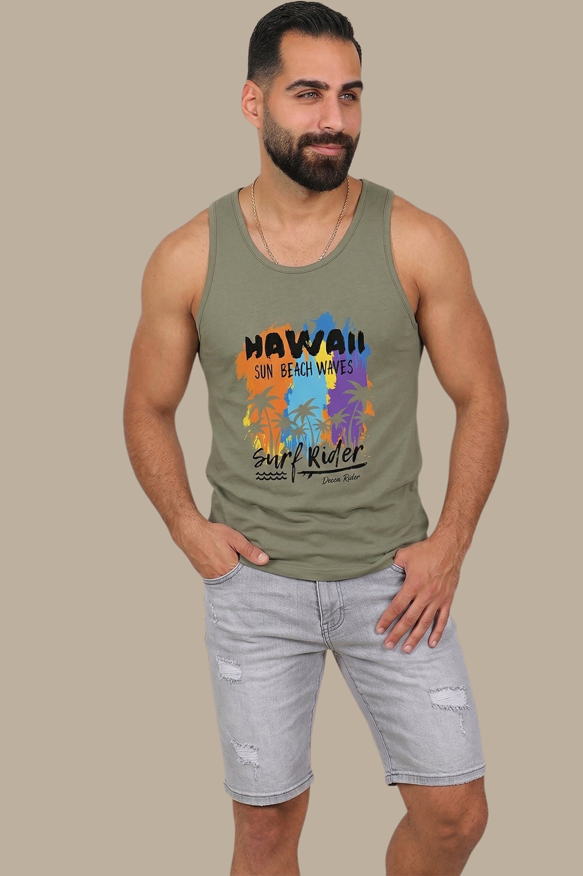 Island Breeze: Olive Sleeveless Shirt