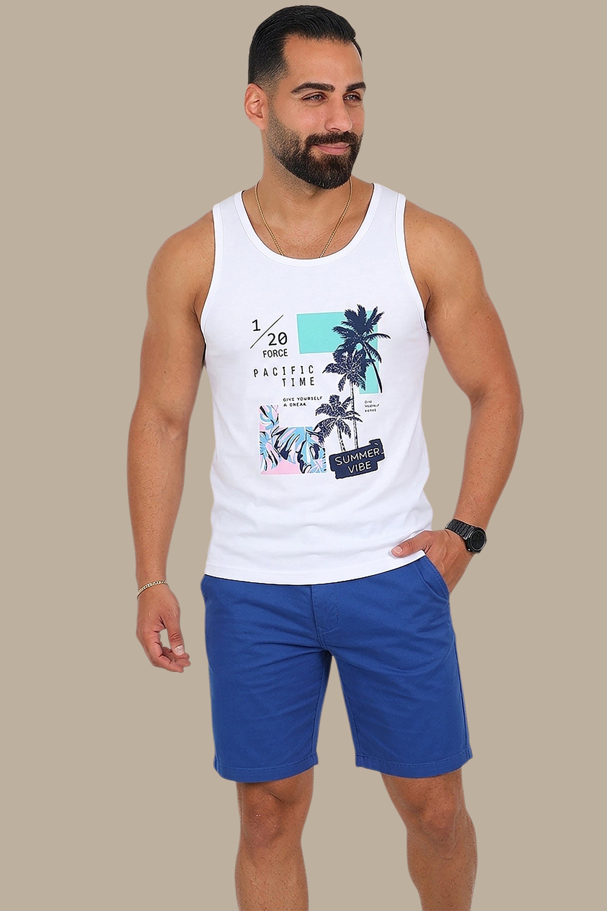 Pure Summer: White Sleeveless Vibes Shirt
