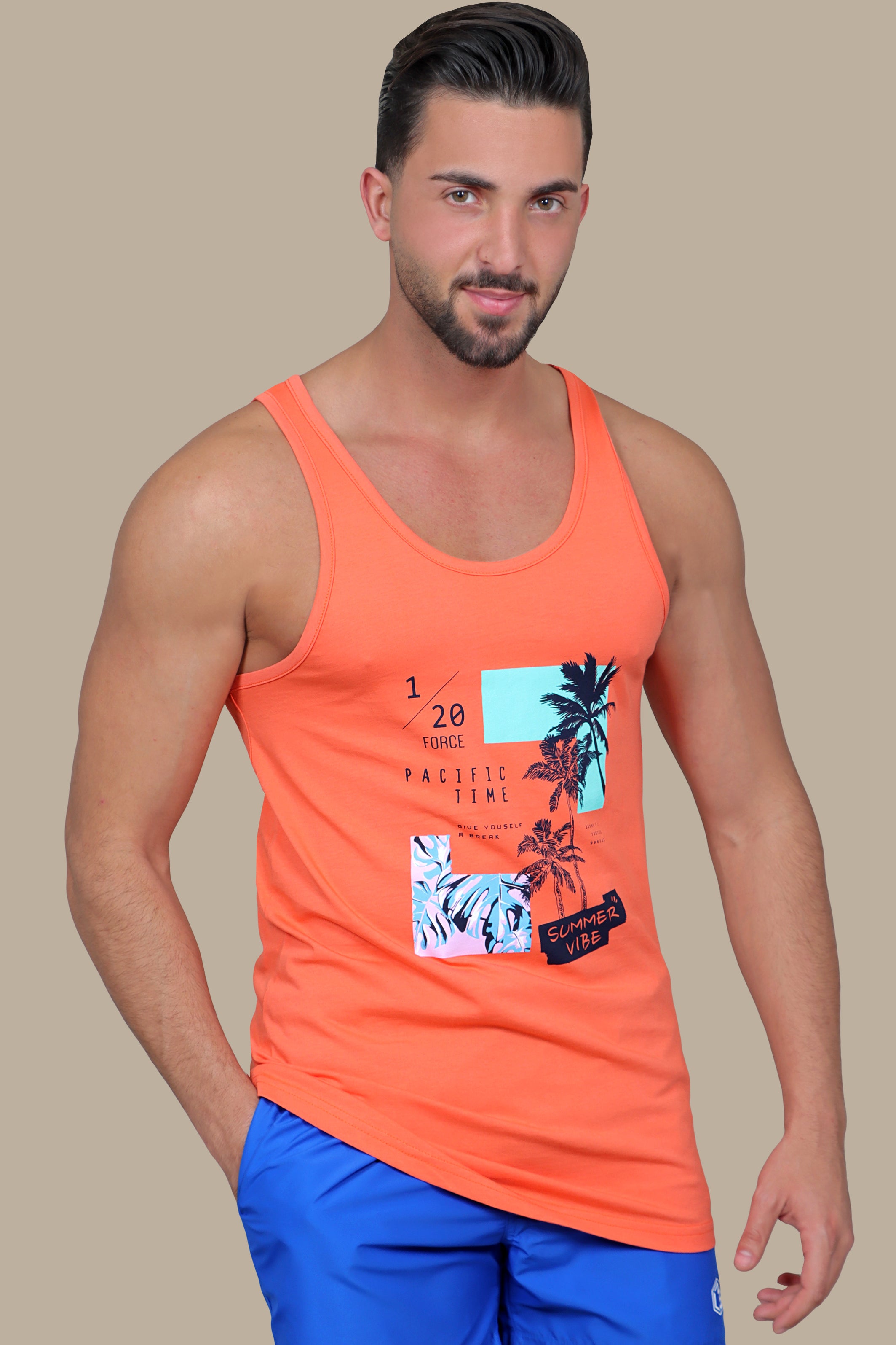 Pure Summer: Coral Sleeveless Vibes Shirt