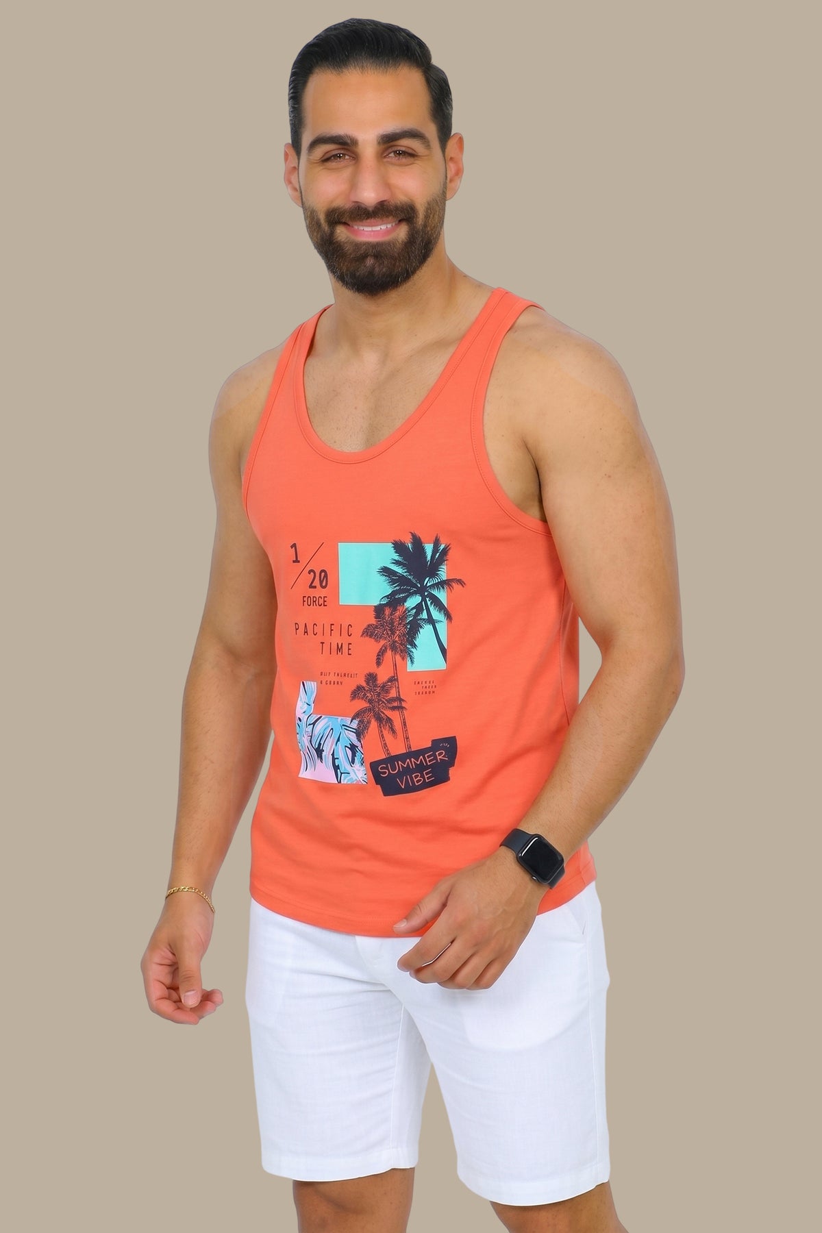 Pure Summer: Coral Sleeveless Vibes Shirt
