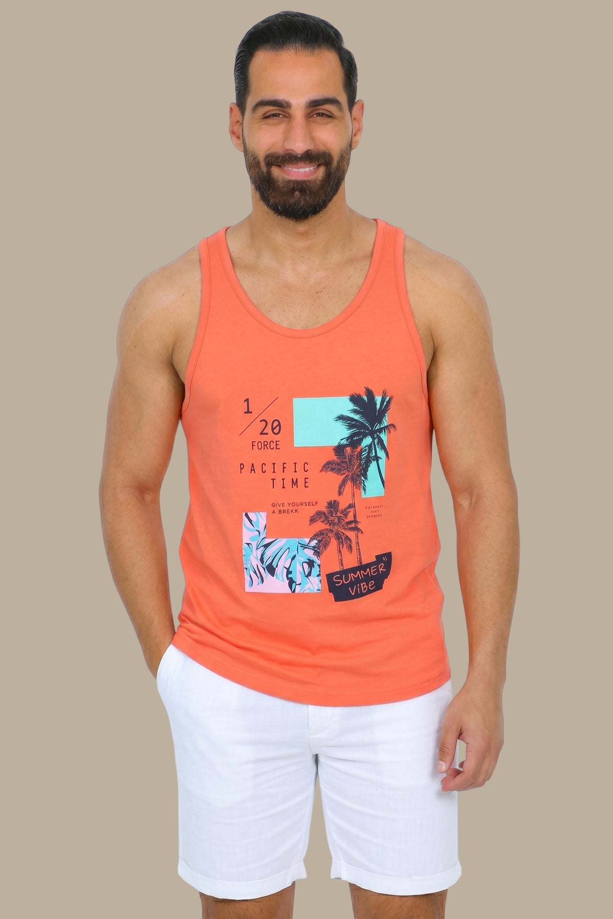 Pure Summer: Coral Sleeveless Vibes Shirt