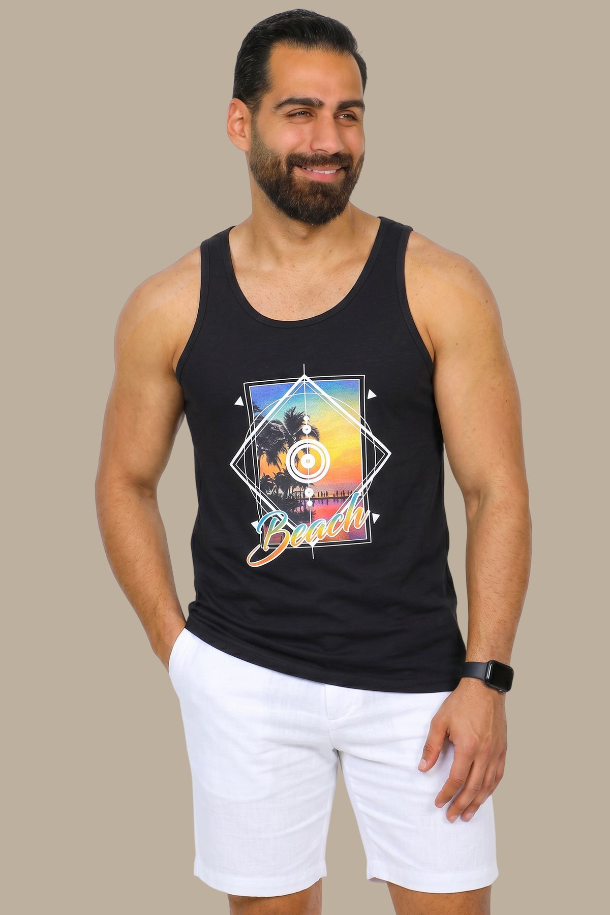 Coastal Chic: Black Beach Rectangle Sleeveless