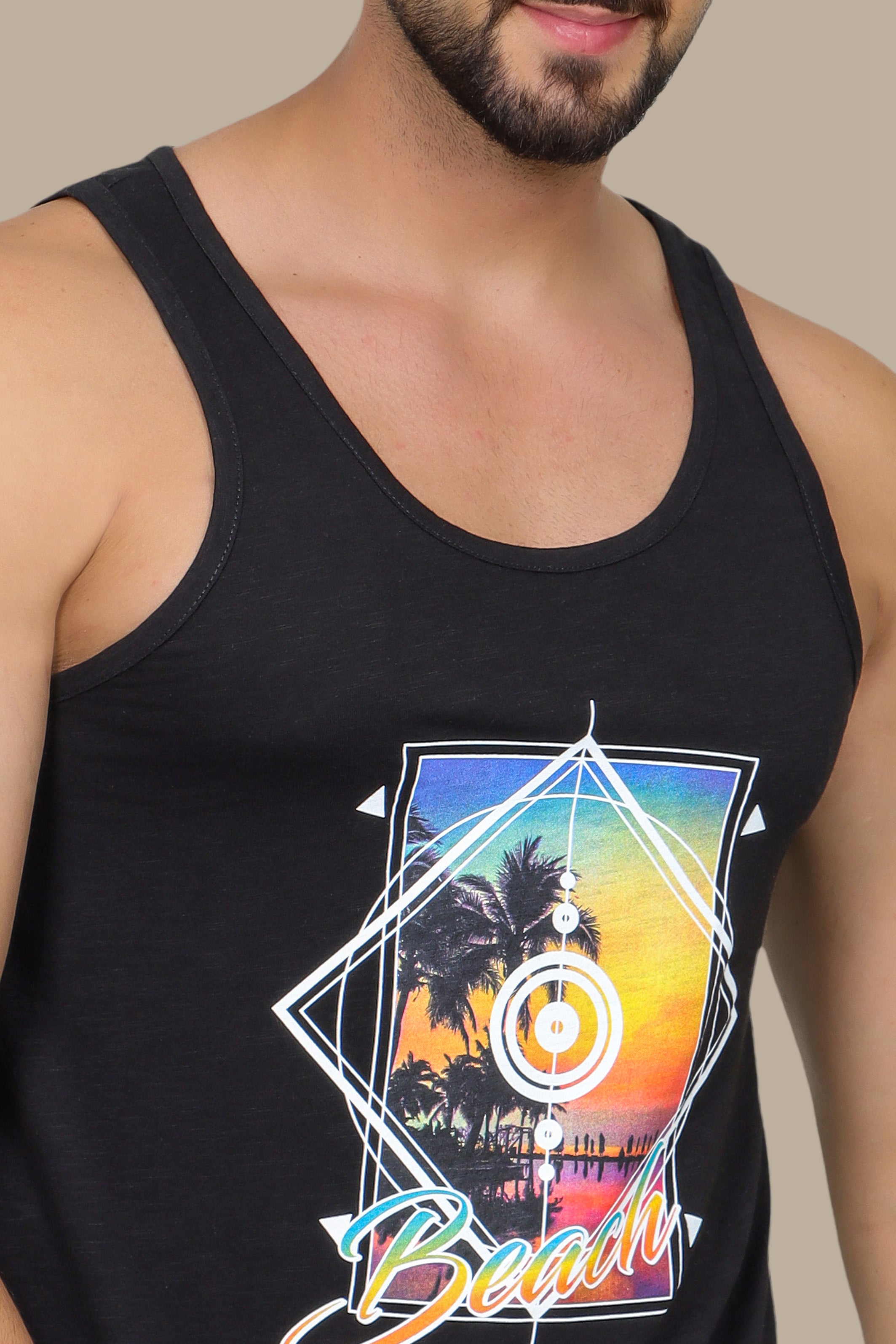 Coastal Chic: Black Beach Rectangle Sleeveless