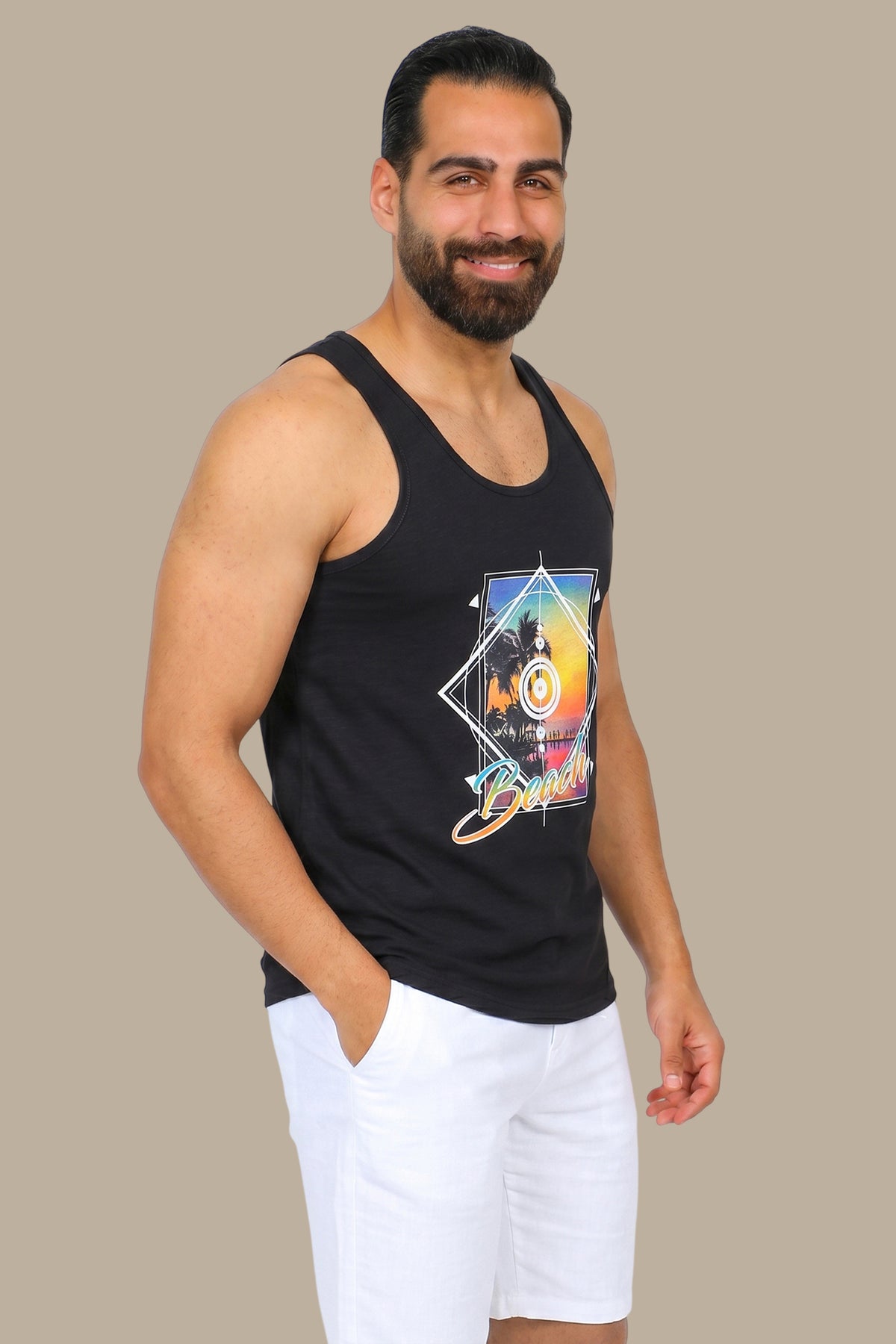 Coastal Chic: Black Beach Rectangle Sleeveless