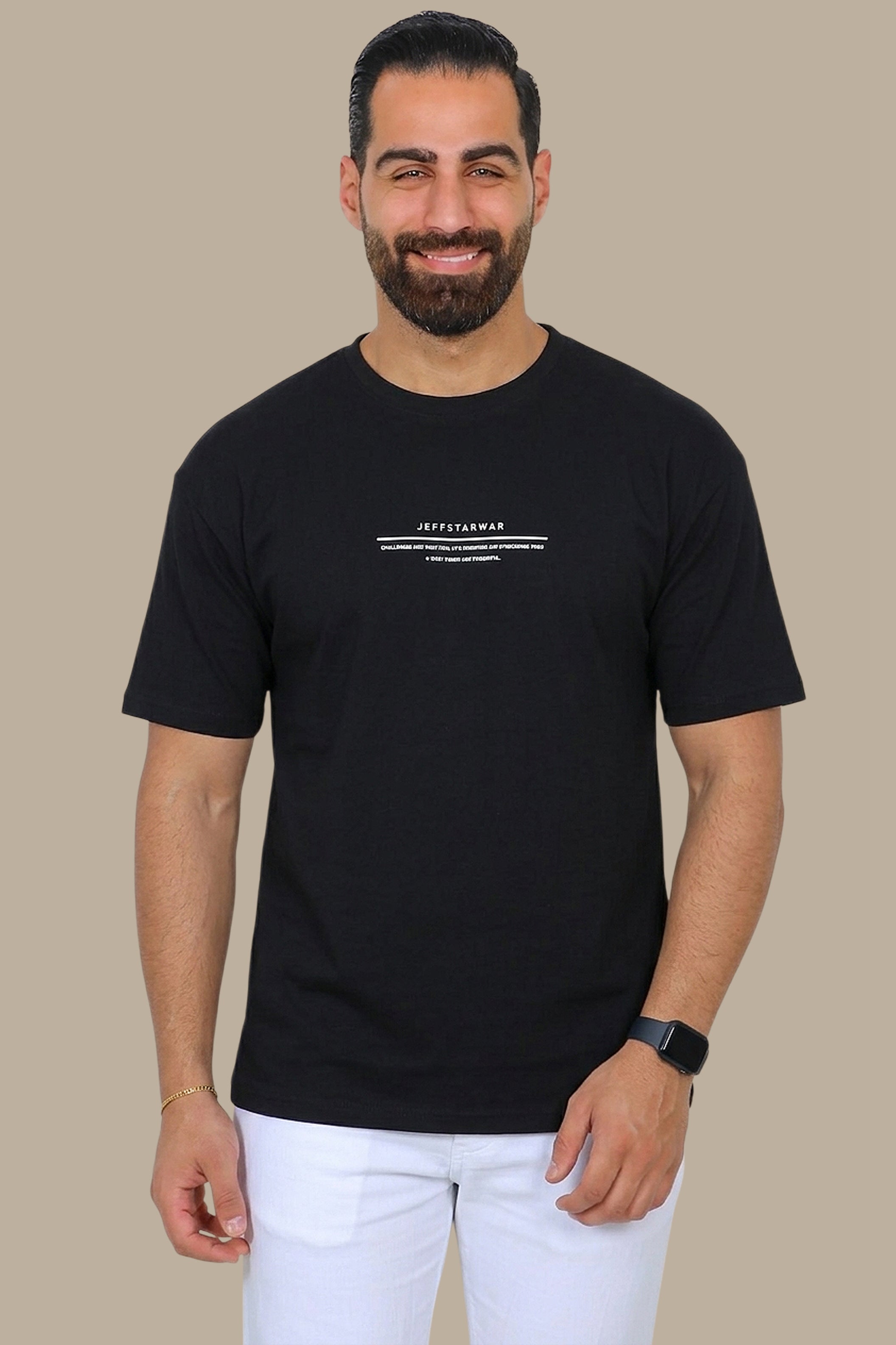 Galactic Style: Black Star Wars Printed Round Neck T-shirt