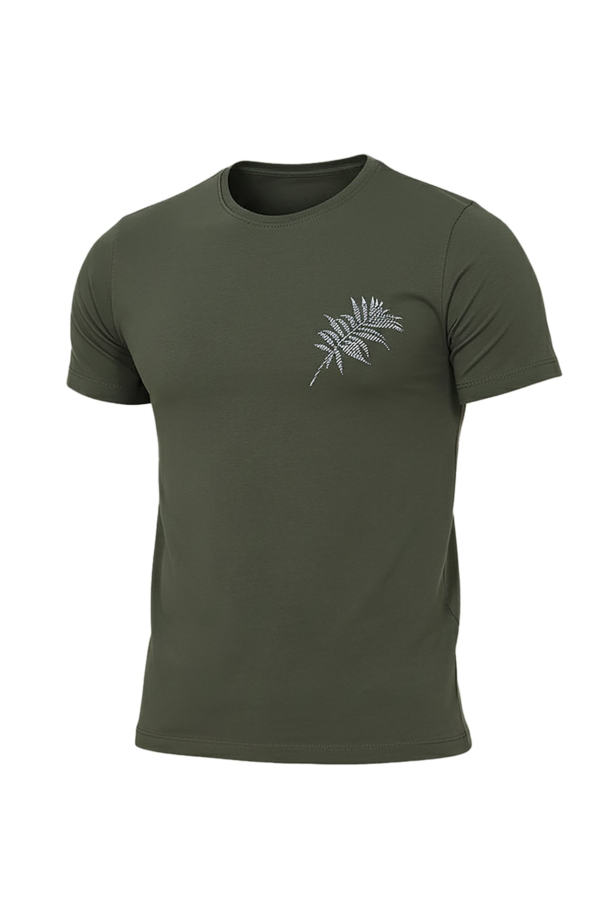 Pocket Detail T-Shirt with Leaf Print