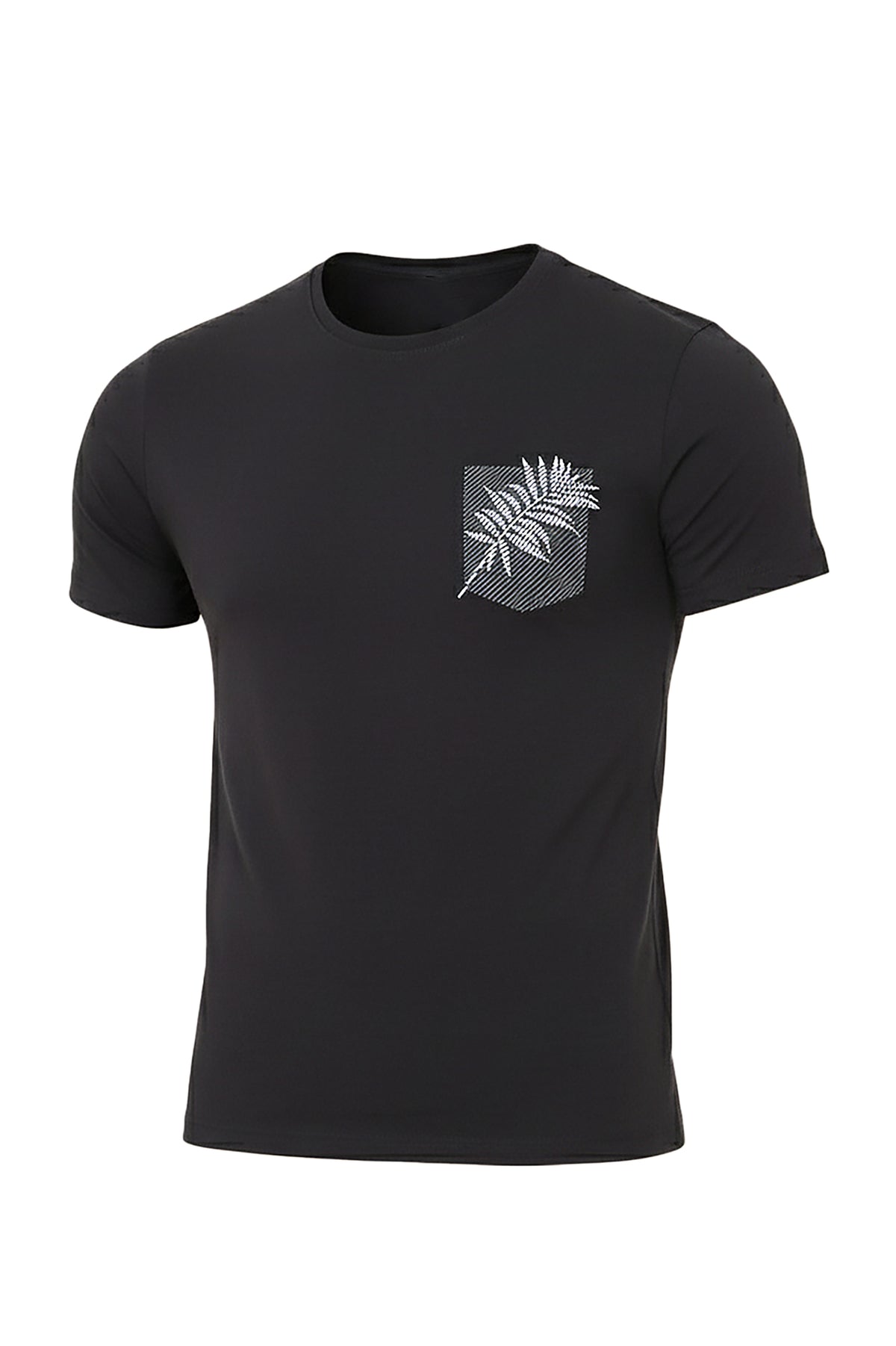 Pocket Detail T-Shirt with Leaf Print