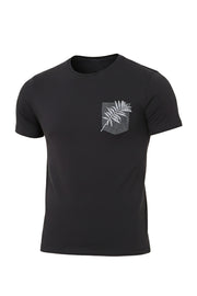 Pocket Detail T-Shirt with Leaf Print