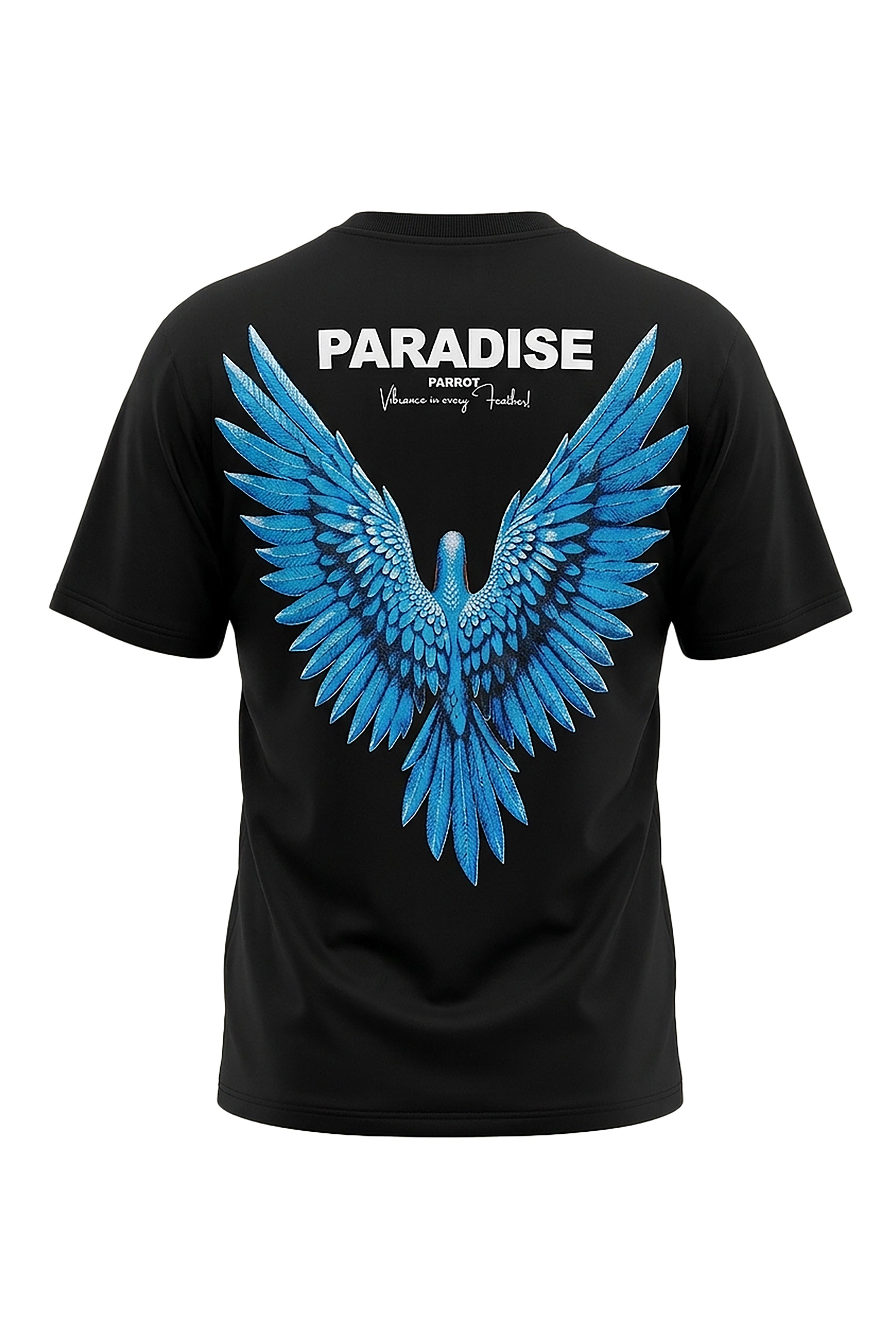 Oversized T-Shirt with Blue Parrot Paradise Print
