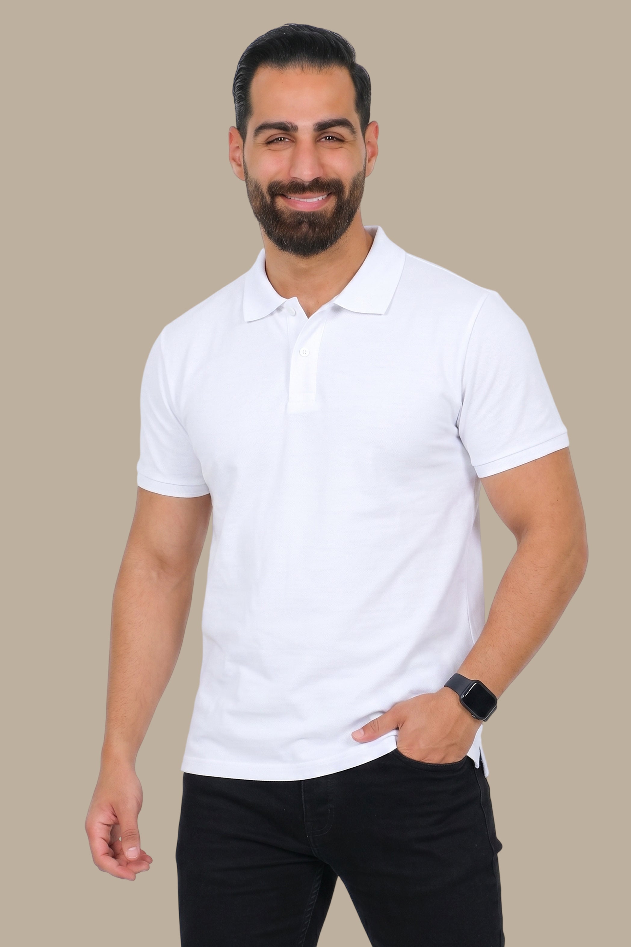 Basic Plain Polo in White