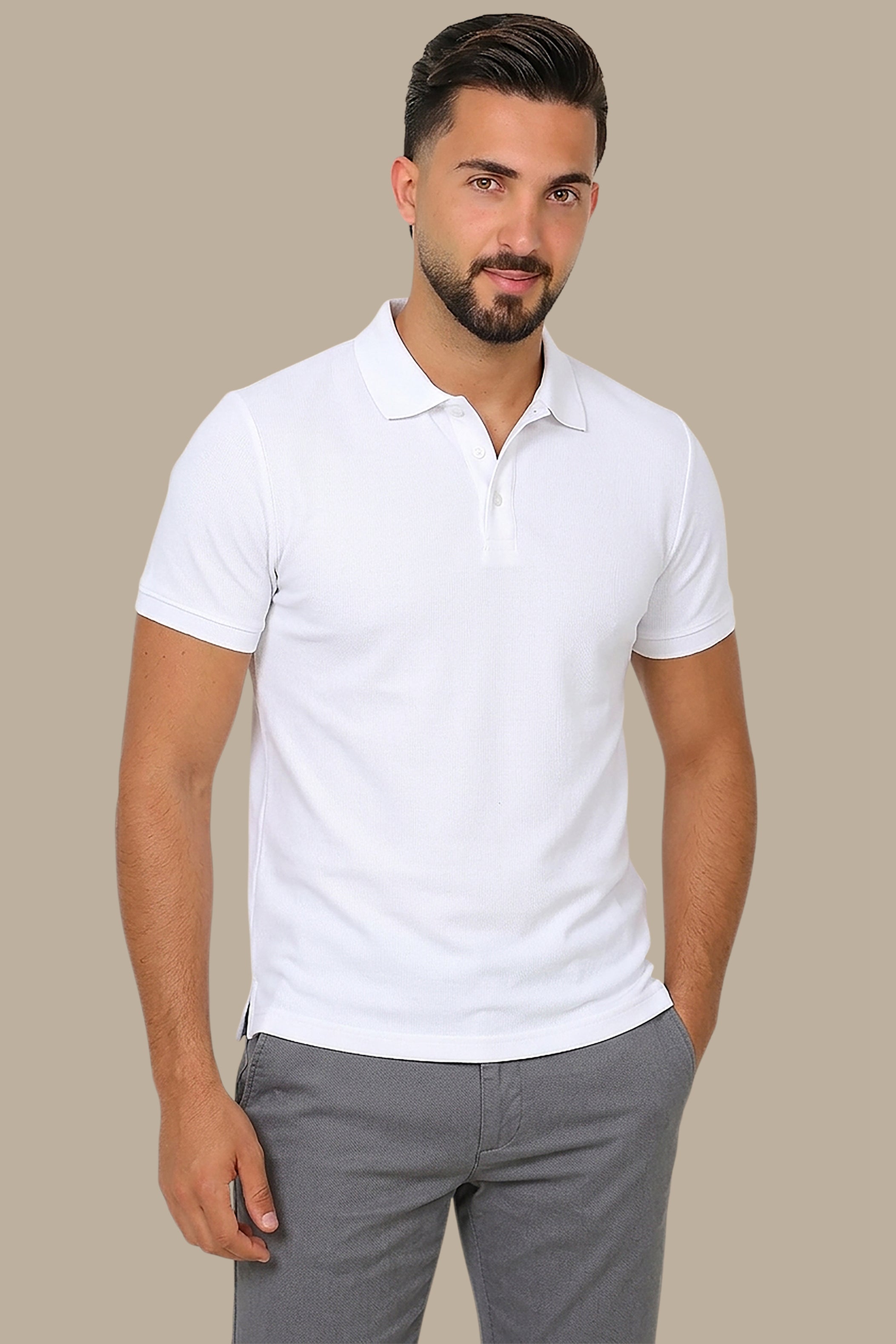 Basic Plain Polo in White