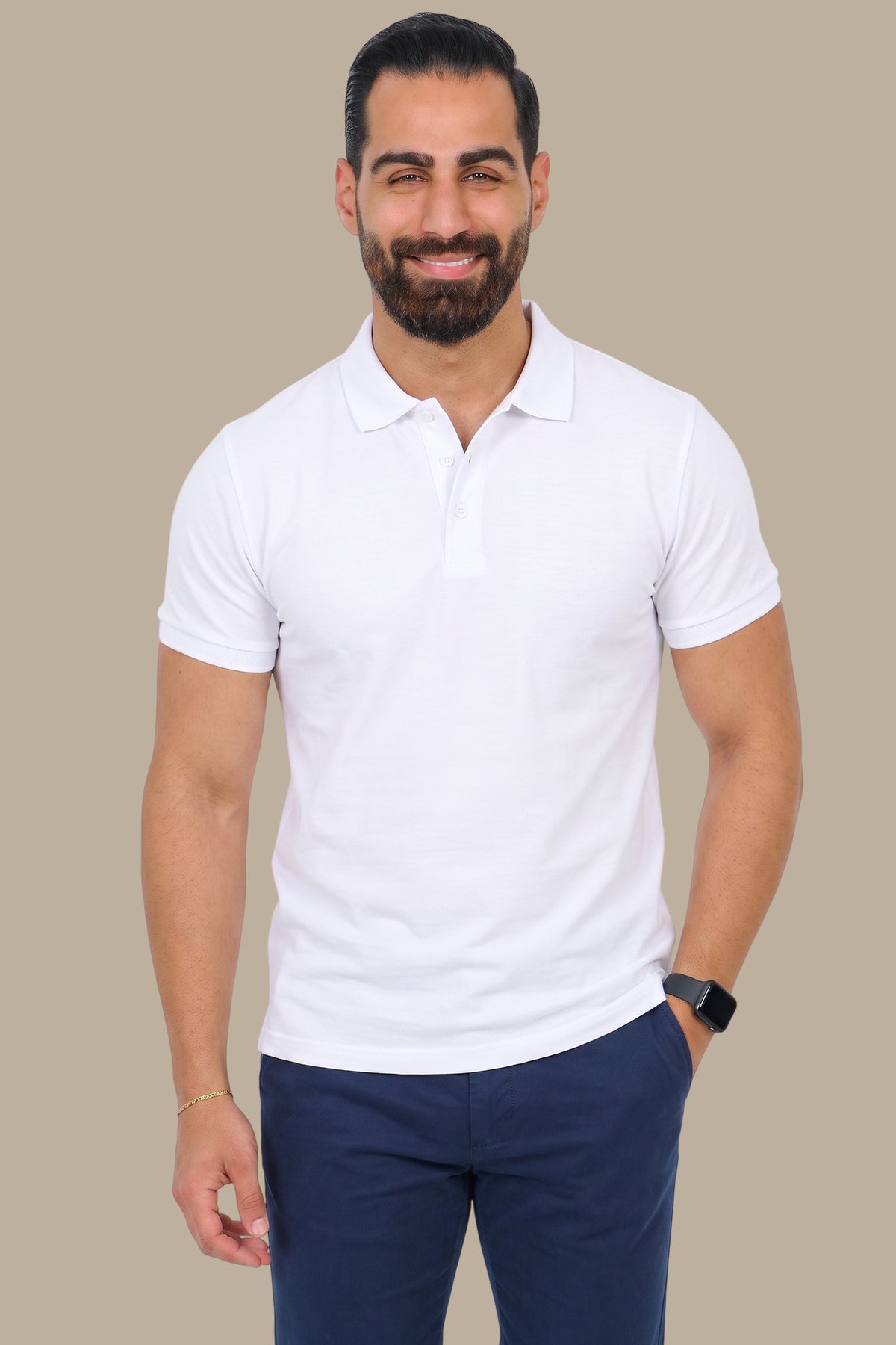 Basic Plain Polo in White
