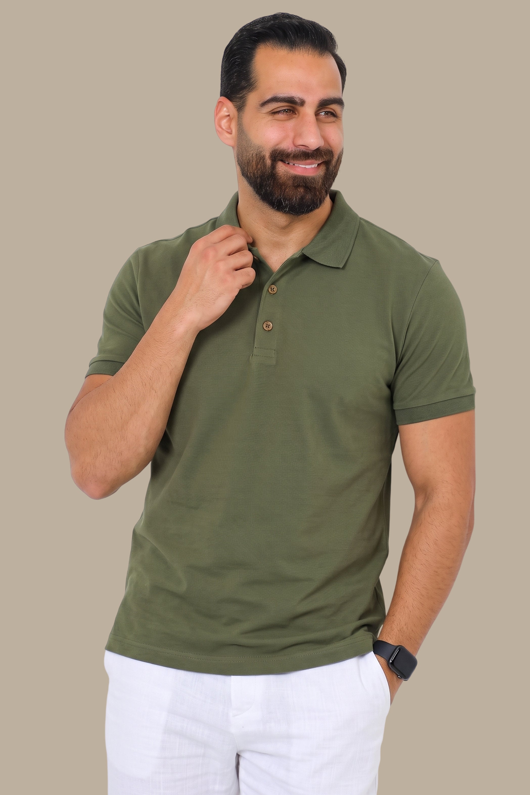 Khaki Basic Plain Polo Shirt
