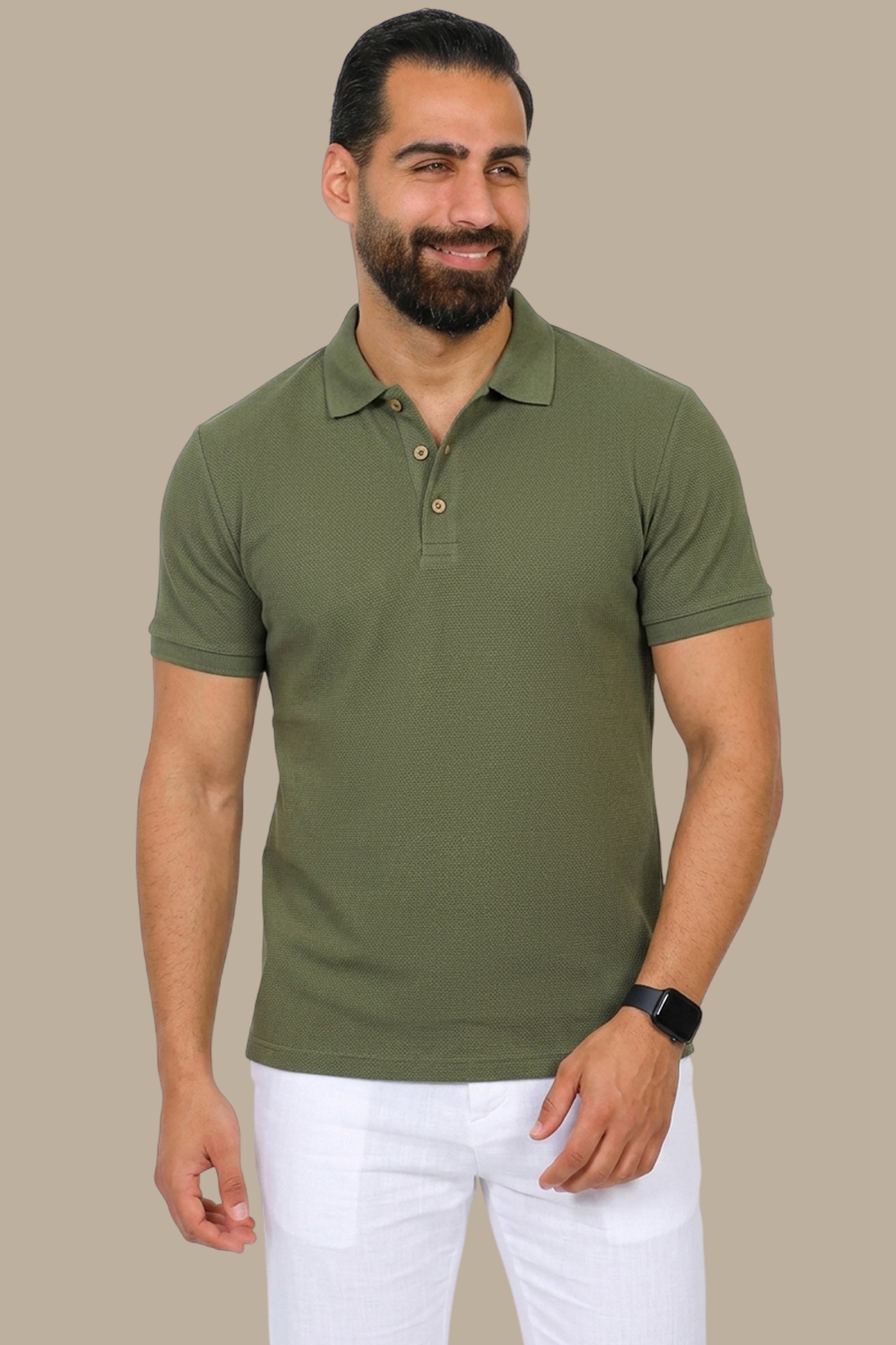 Khaki Basic Plain Polo Shirt