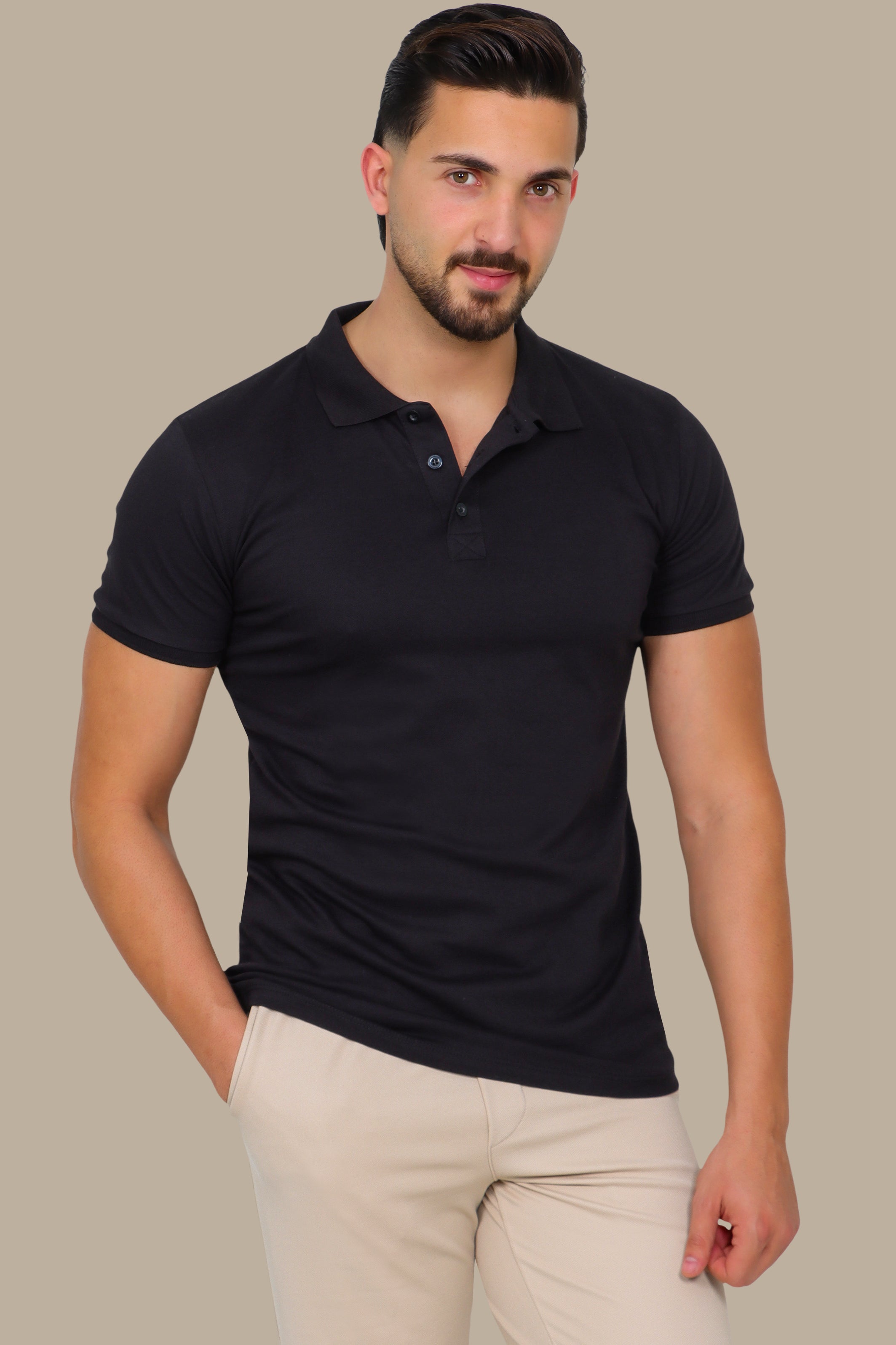 Black Basic Plain Polo Shirt