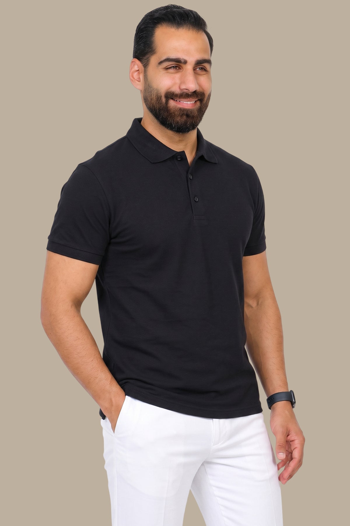 Black Basic Plain Polo Shirt