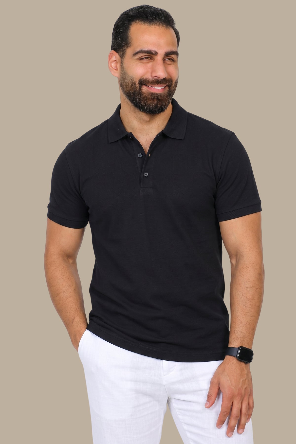 Black Basic Plain Polo Shirt