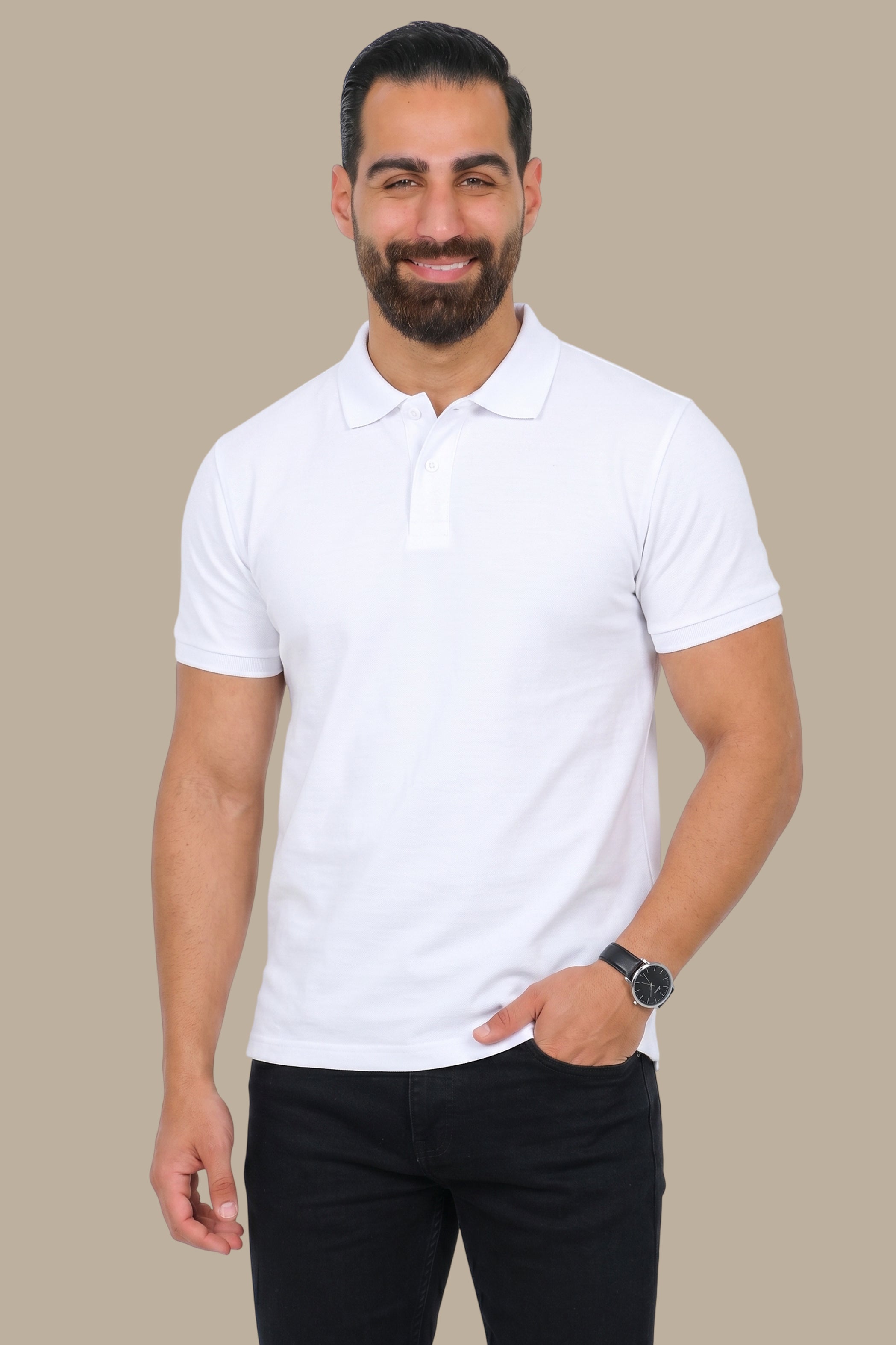 Basic Plain Polo in White