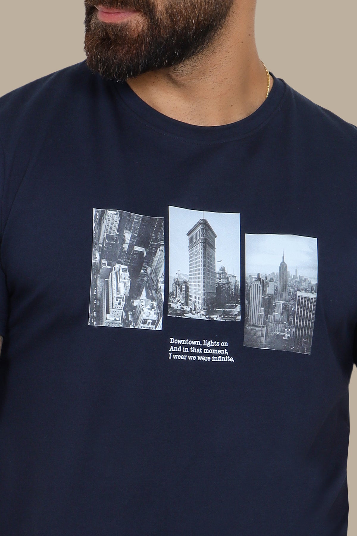 NY Downtown Print Round Neck T-Shirt