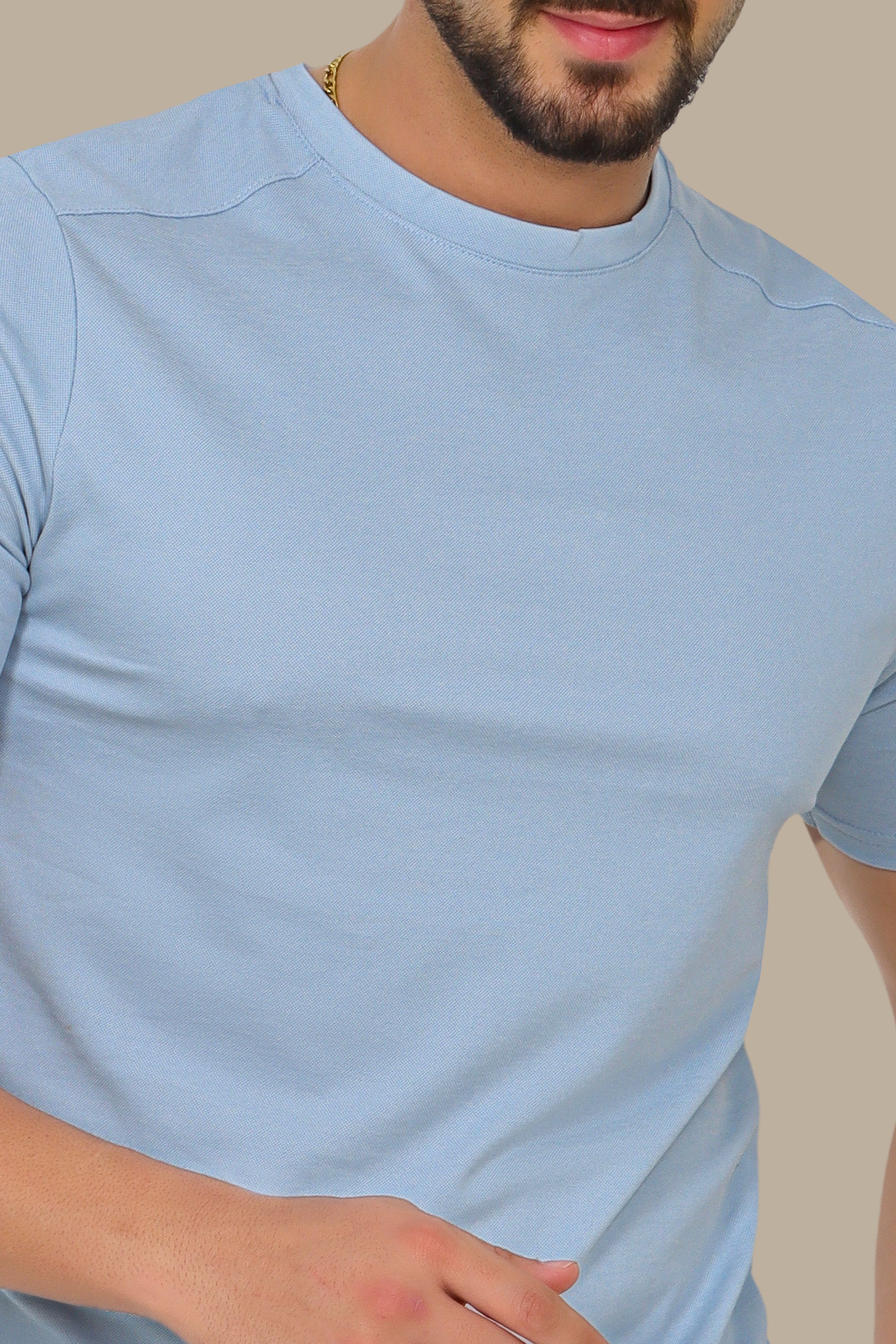 Light Blue Oxford Piquet T-Shirt