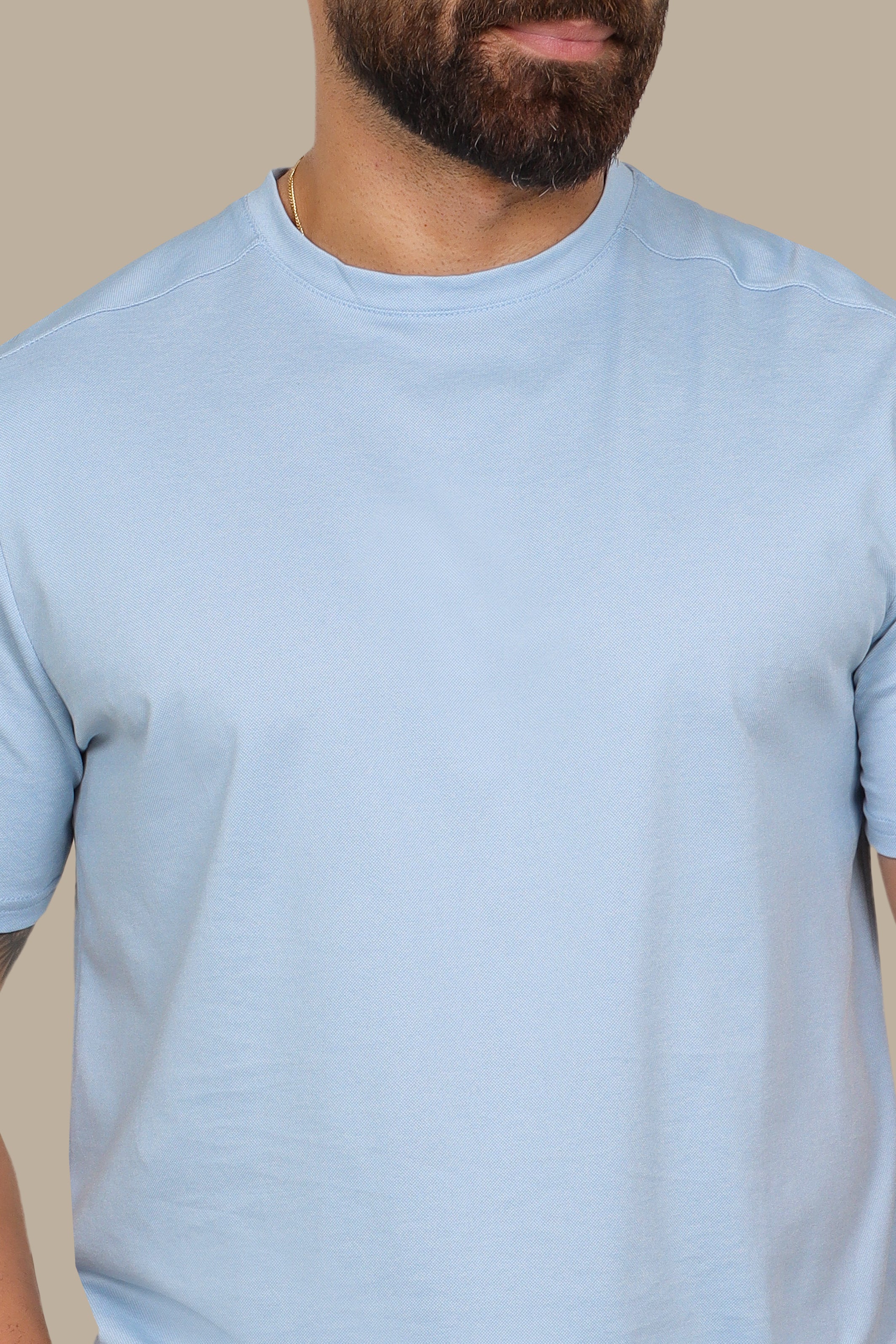 Light Blue Oxford Piquet T-Shirt
