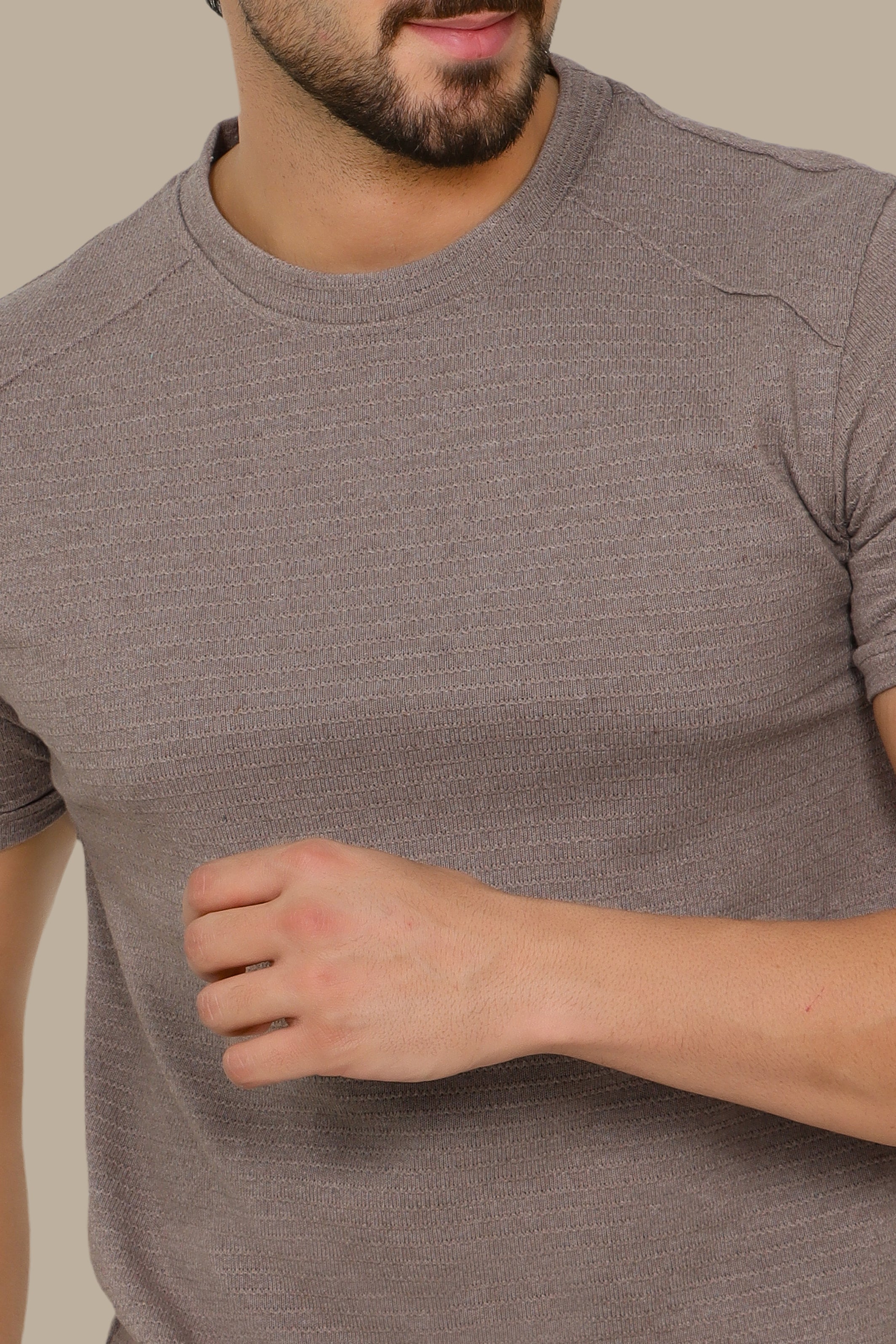 Light Brown Shoulder Cut T-Shirt