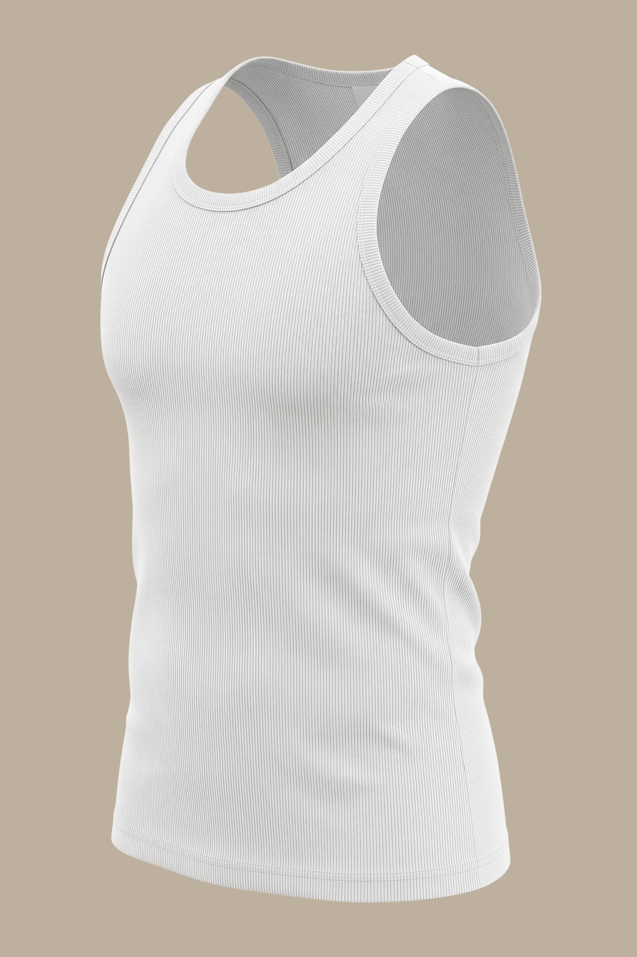 White Ribbed Basic I-Shirt