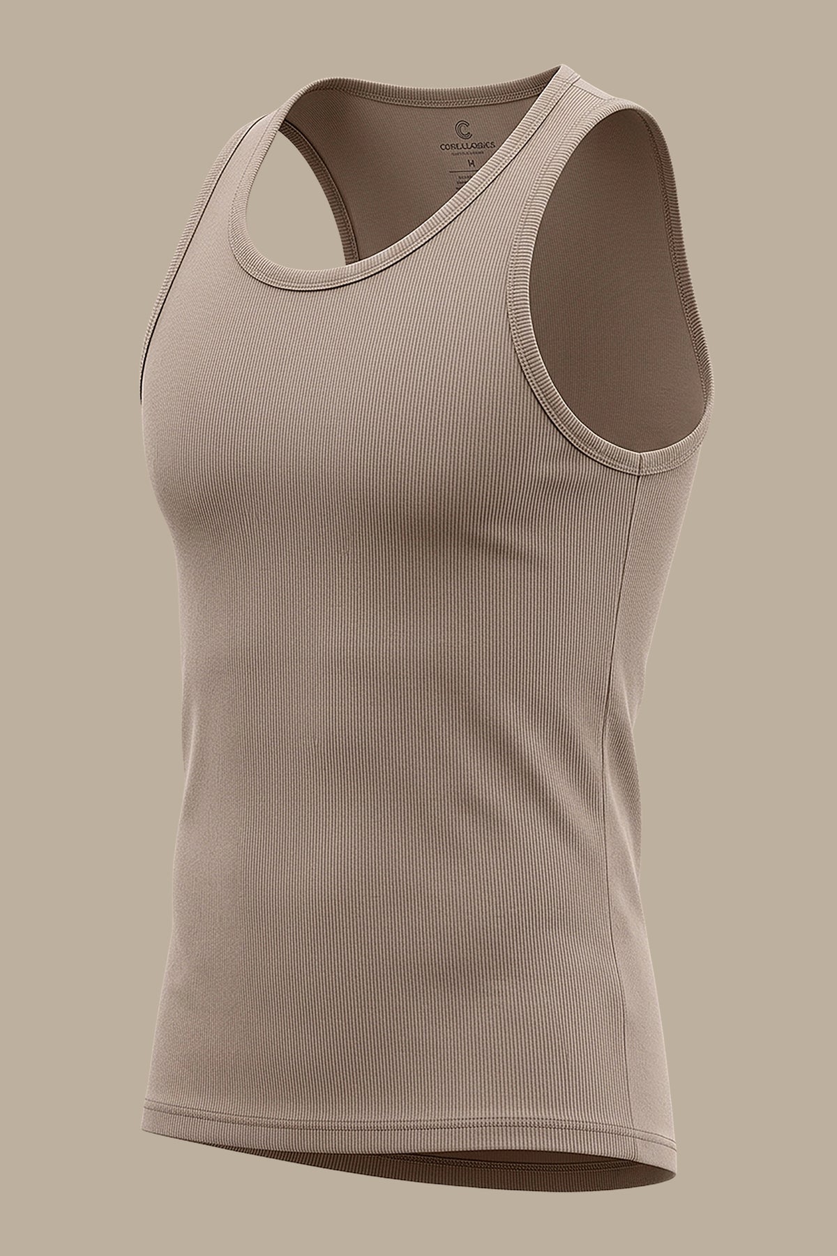 Beige Ribbed Basic I-Shirt
