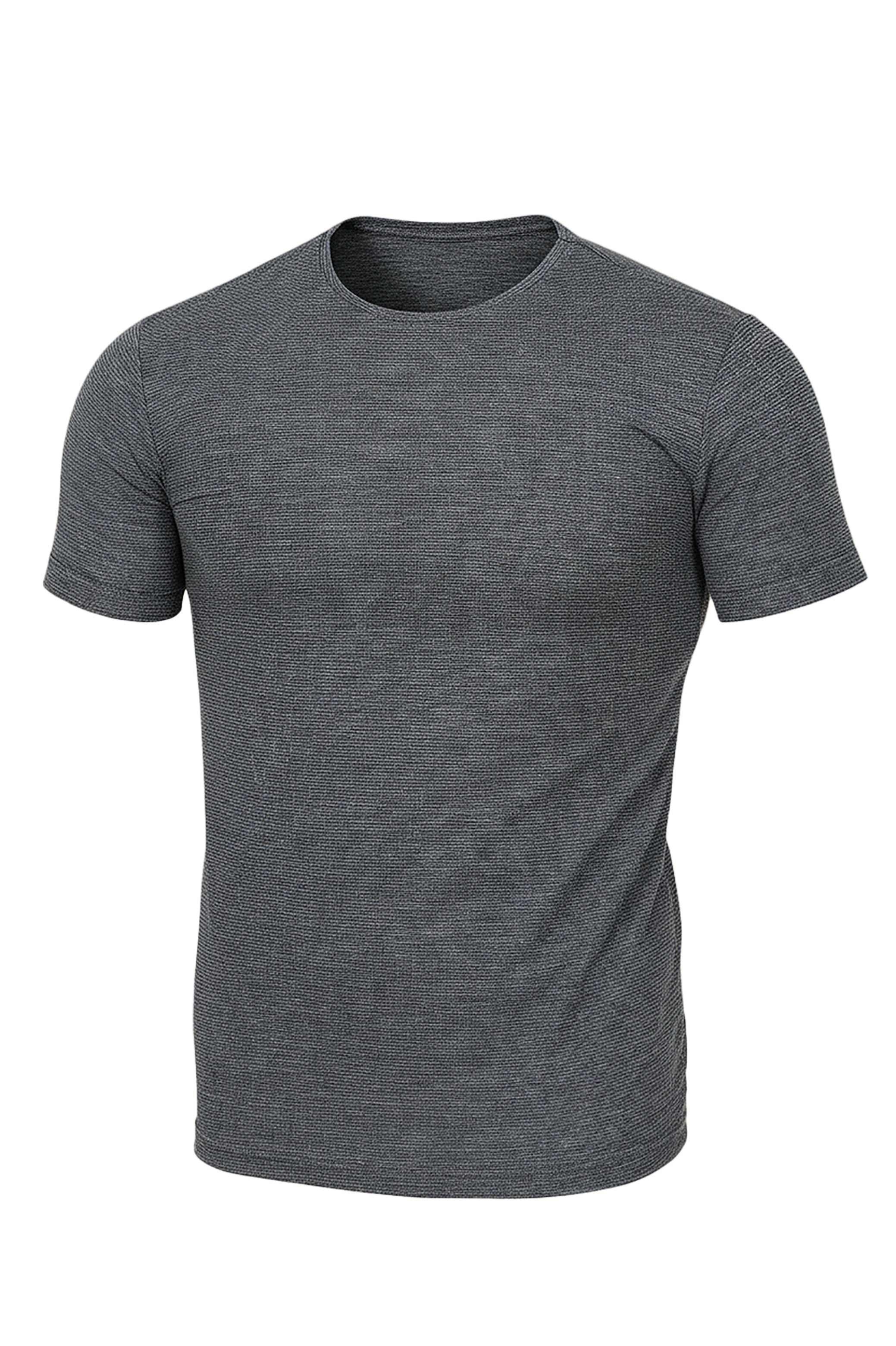 Grey Structured Round Neck T-Shirt