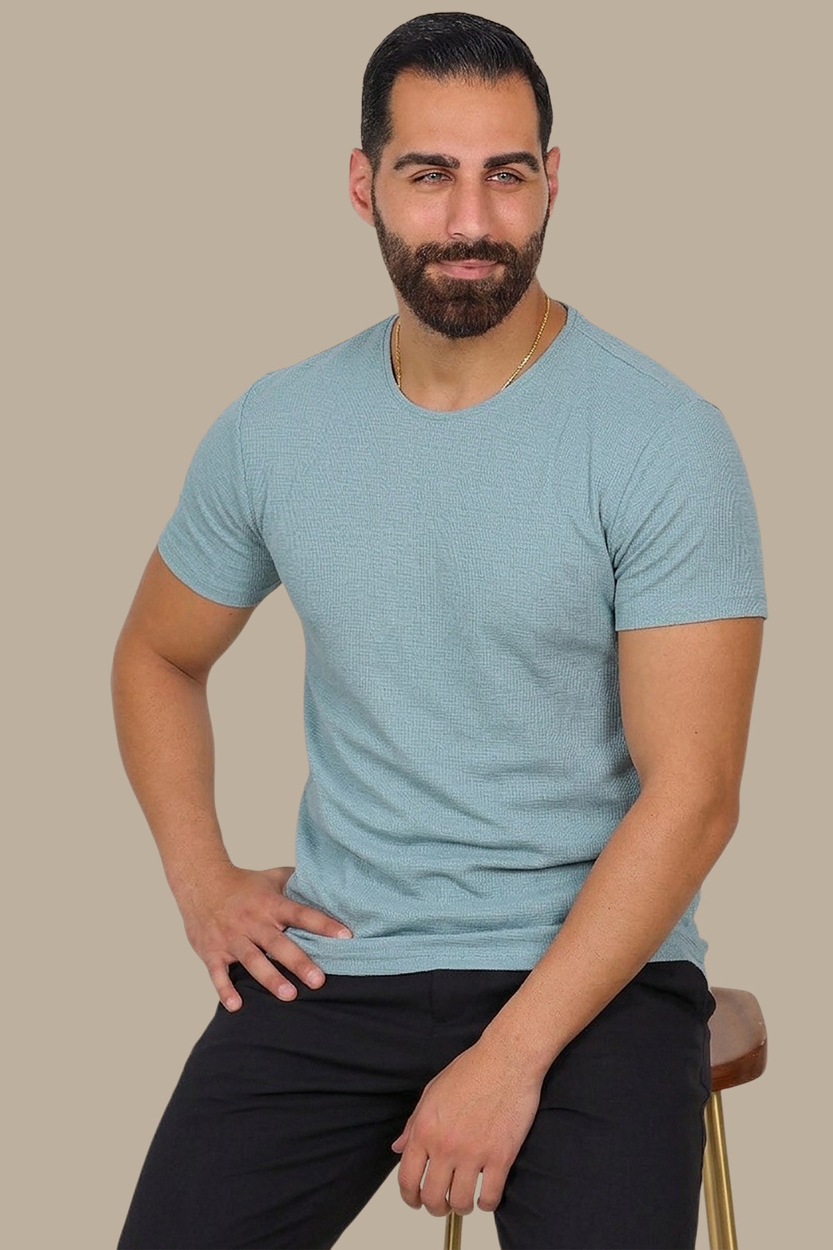 Basic Square Structured Pattern T-Shirt